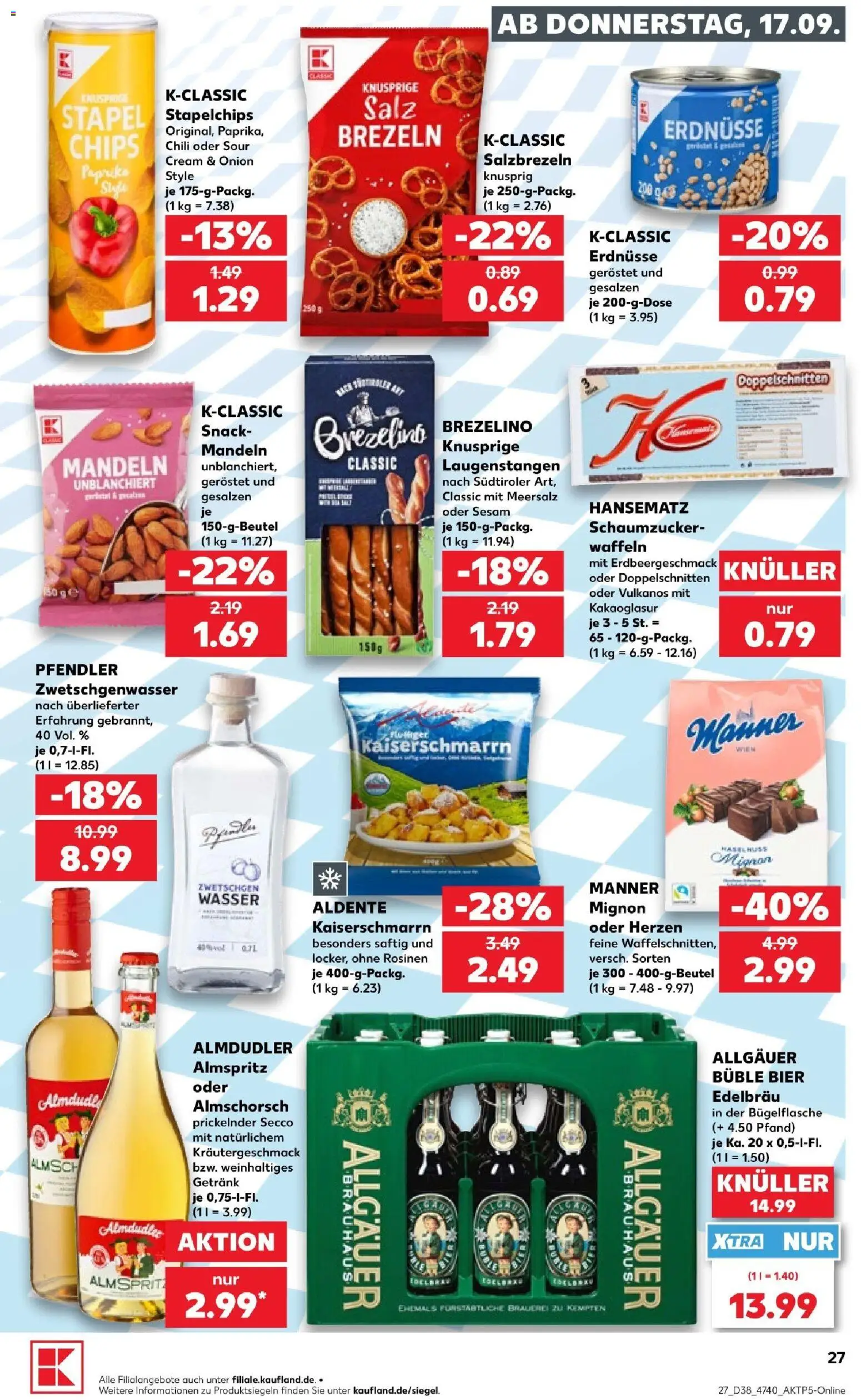 Kaufland Prospekt Hannover – gültig ab 17.09.2026 | Seite: 27 | Produkte: Erdnüsse, Waffeln, Rosinen, Chips