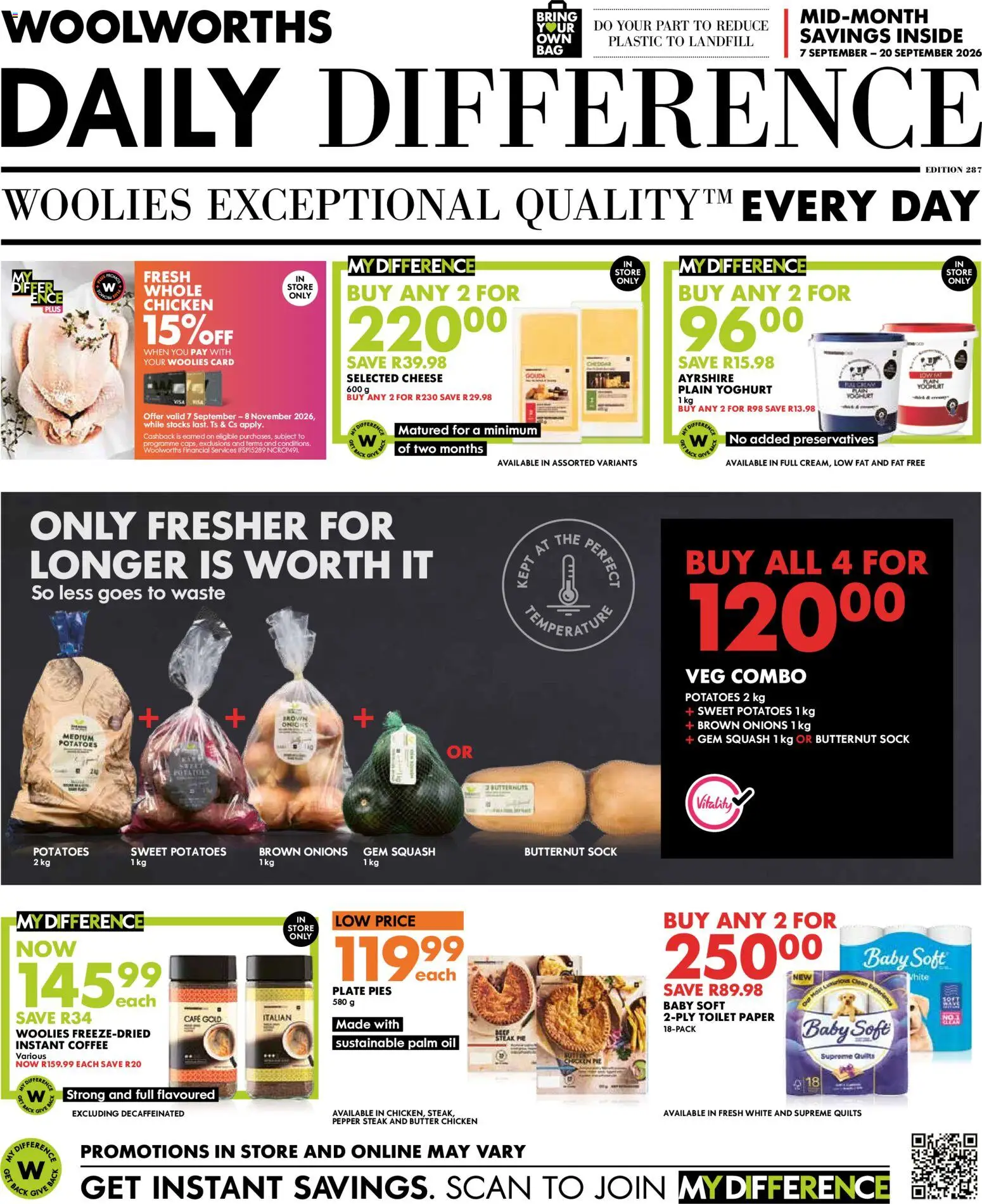 New Woolworths catalogue – valid from 07/09/2026 | Page: 1 | Products: Yoghurt, Butter, Cheese, Potatoes