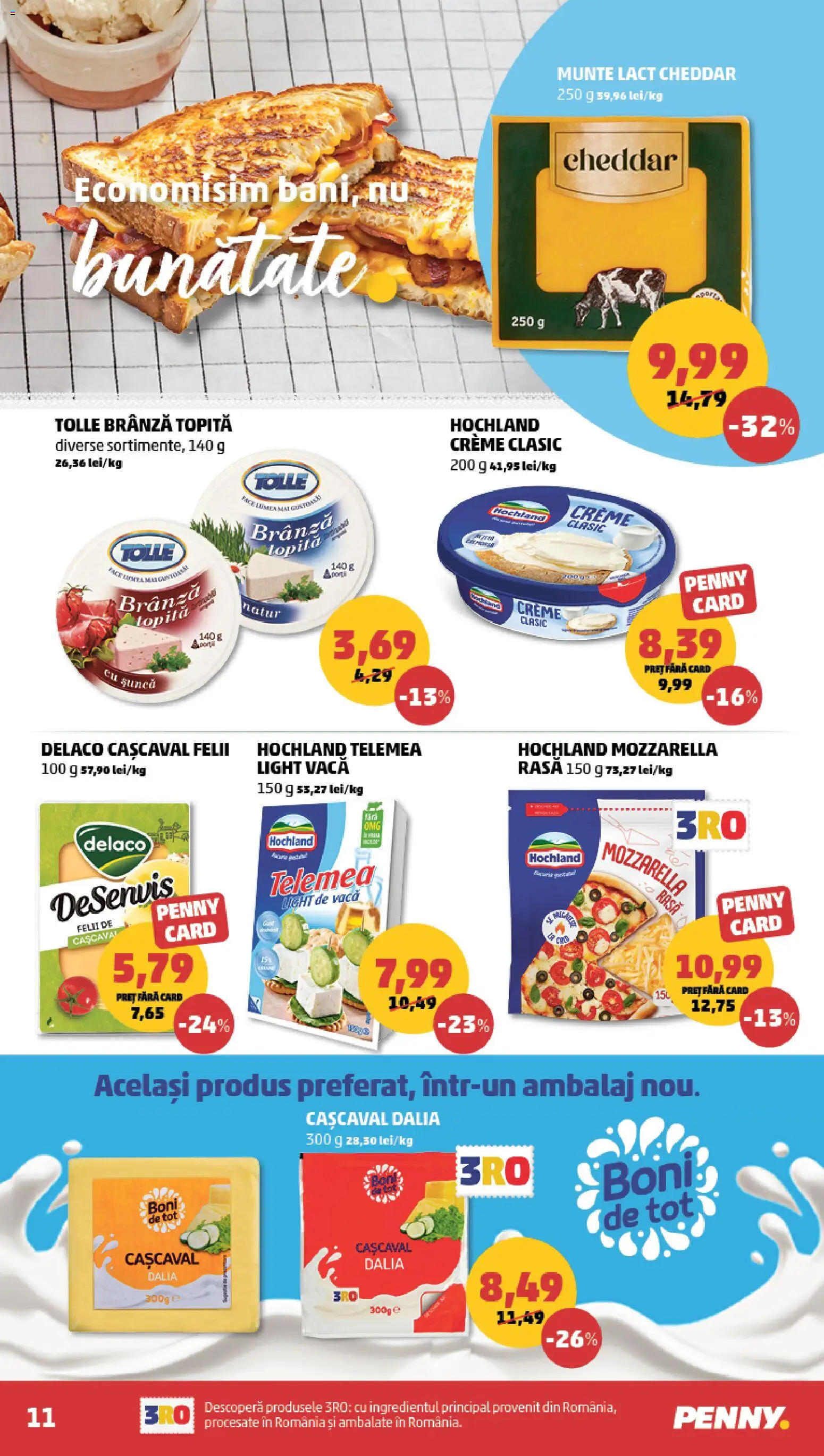 Noul catalog PENNY – valabil de la 19.08.2026 | Pagină: 11 | Produse: Cașcaval, Mozzarella, Brânză, Șuncă