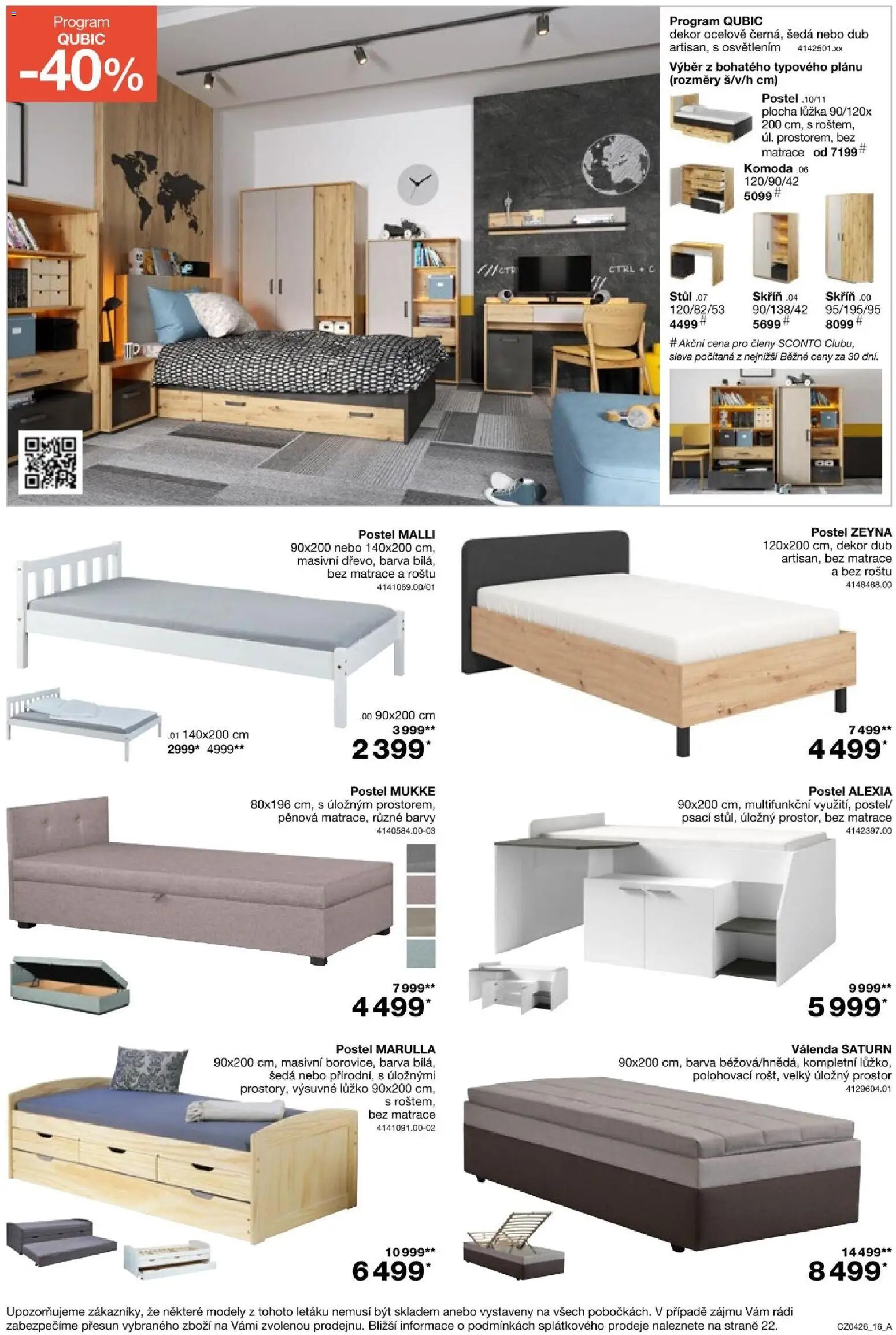 Sconto nábytek leták od 04.03.2026 | Strana: 16 | Produkty: Postel, Matrace, Modely, Barvy
