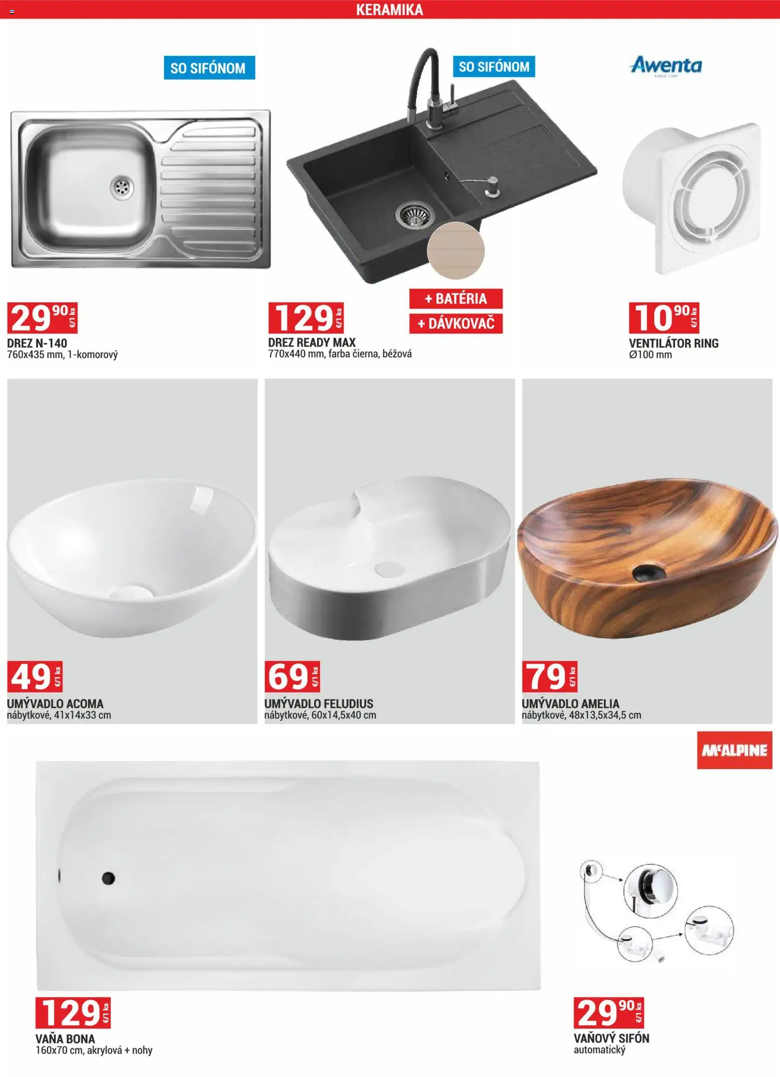 Nové Merkury Market akcie – leták je platný od 01.09.2026 | Strana: 32 | Produkty: Drez, Vaňa, Ventilátor, Batéria
