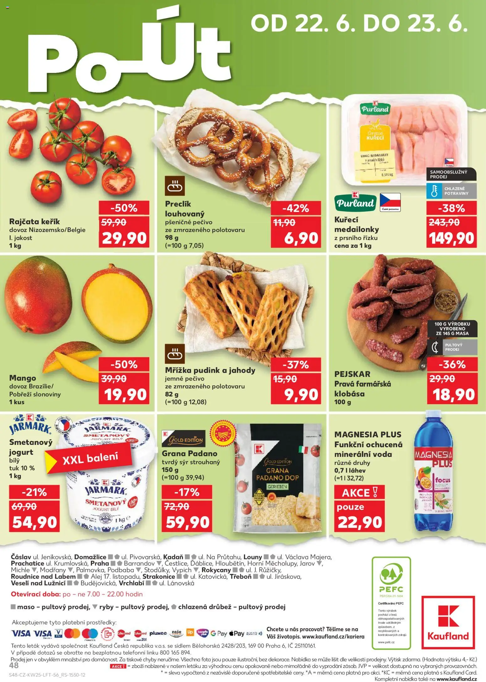Kaufland leták od 17.06.2026 | Strana: 48 | Produkty: Jahody, Ryby, Minerální voda, Tvrdý sýr