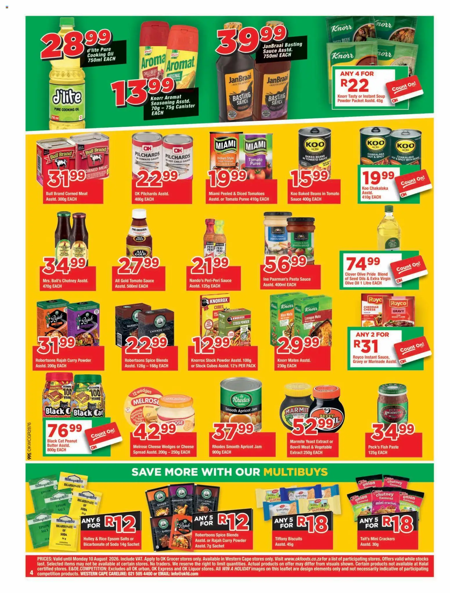 New OK Foods catalogue – valid from 24/07/2026 | Page: 4 | Products: Bicarbonate of soda, Oil, Chicken, Marinade