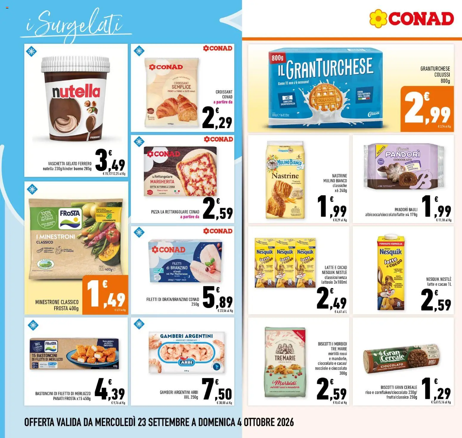Volantino Conad del 23/09/2026 | Pagina: 12 | Prodotti: Filetto, Branzino, Mandorle, Mirtilli