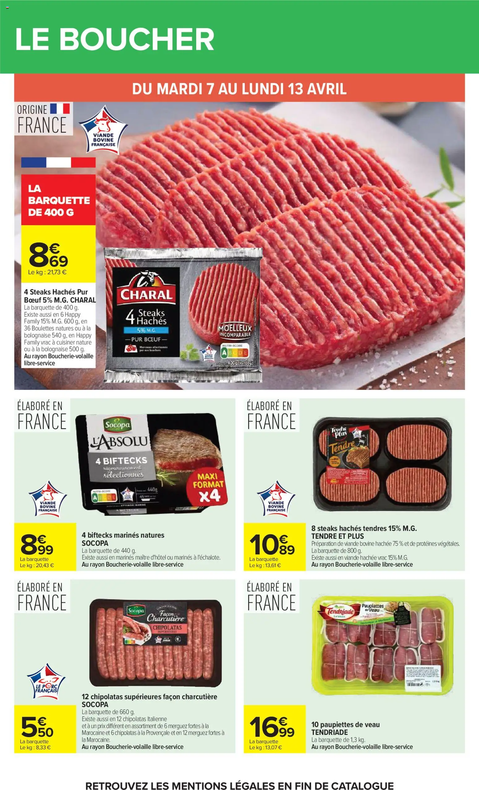 {H1} | Page: 26 | Produits: Merguez, Paupiettes de veau, Viande, Viande bovine