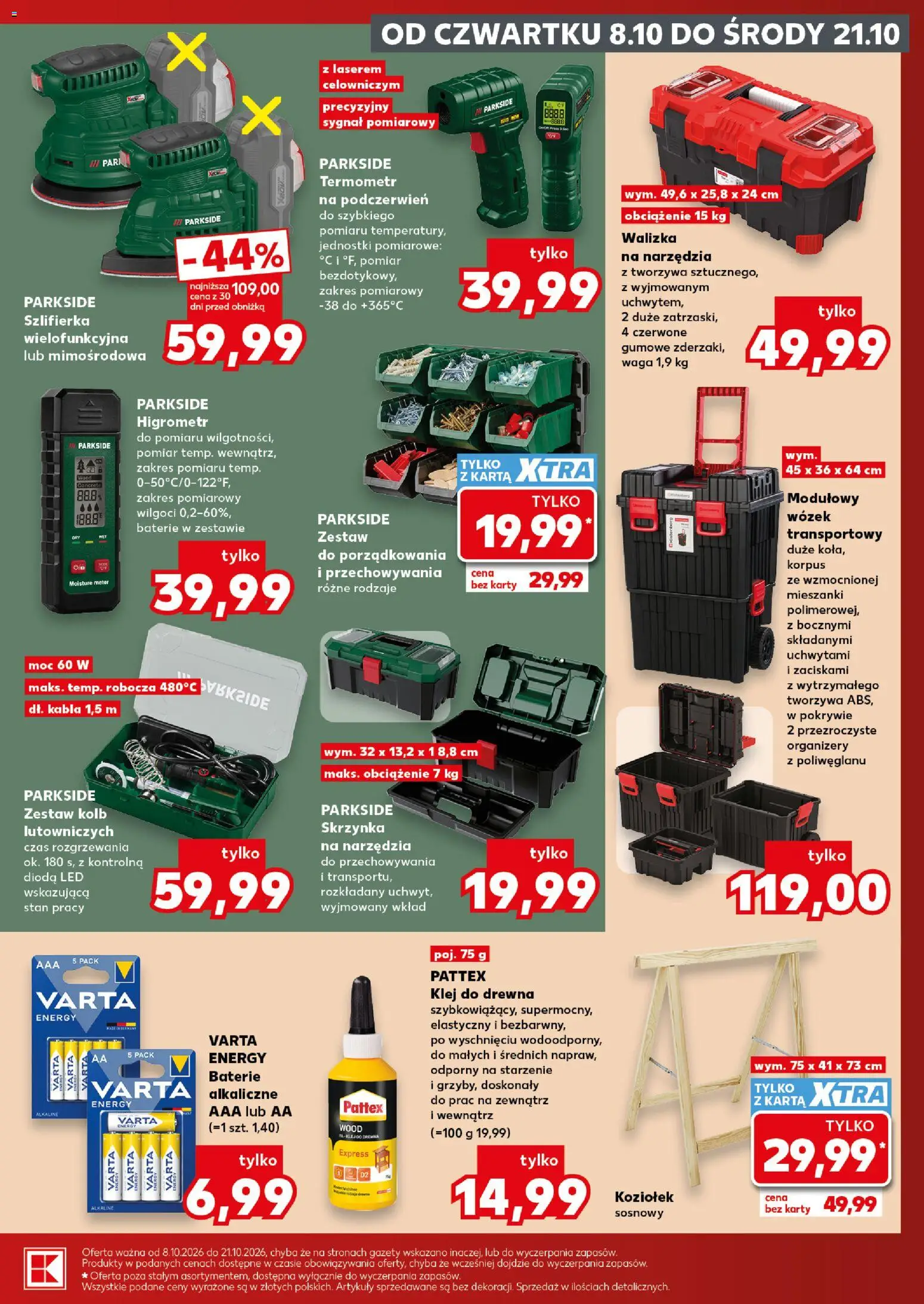 Kaufland Polsko leták - Złap okazje od 08.10.2026 | Strana: 13 | Produkty: Parkside, Karty, Baterie, Stan