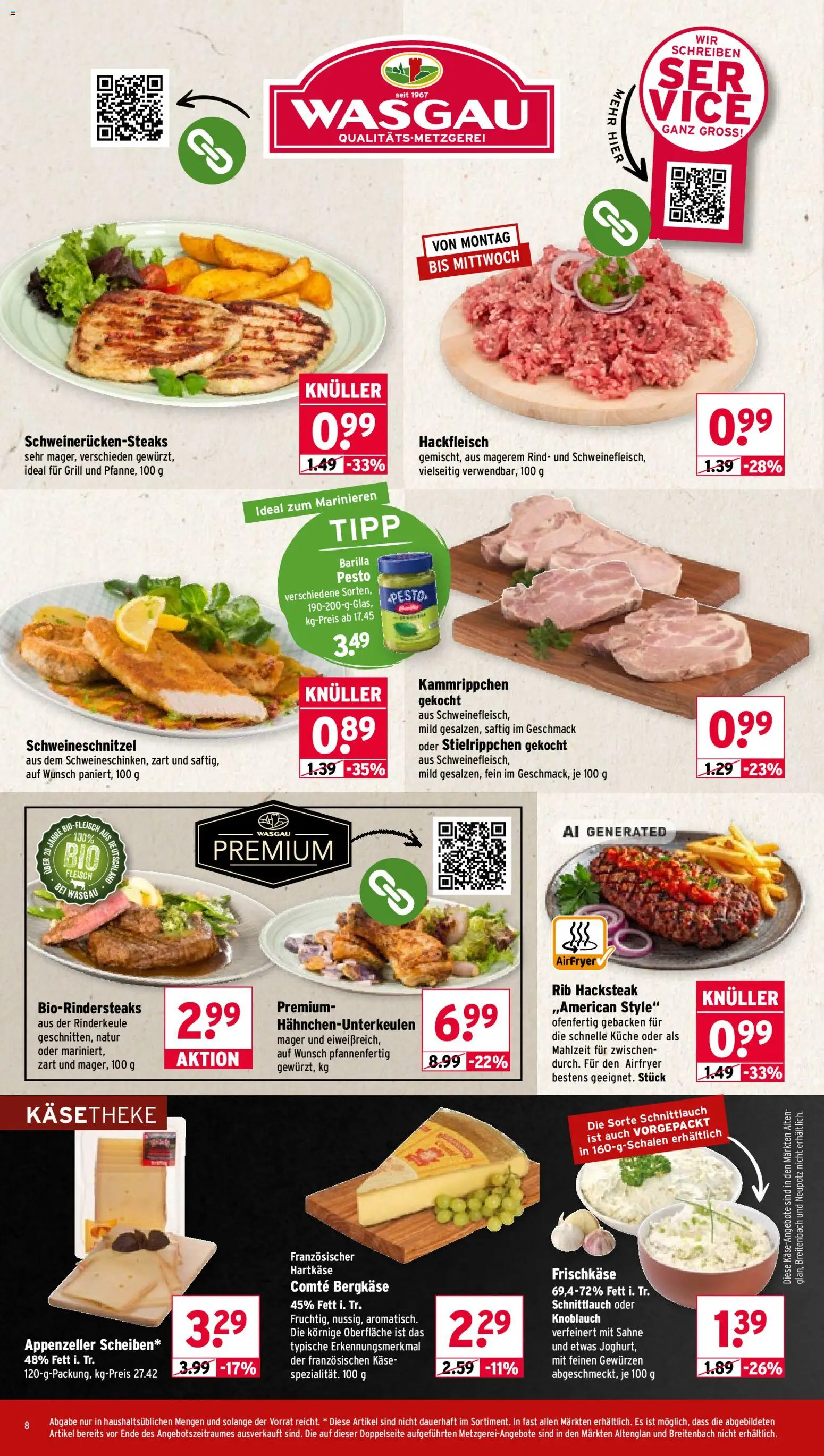 Wasgau Prospekt – gültig ab 21.09.2026 | Seite: 8 | Produkte: Barilla, Barilla pesto, Sahne, Hackfleisch