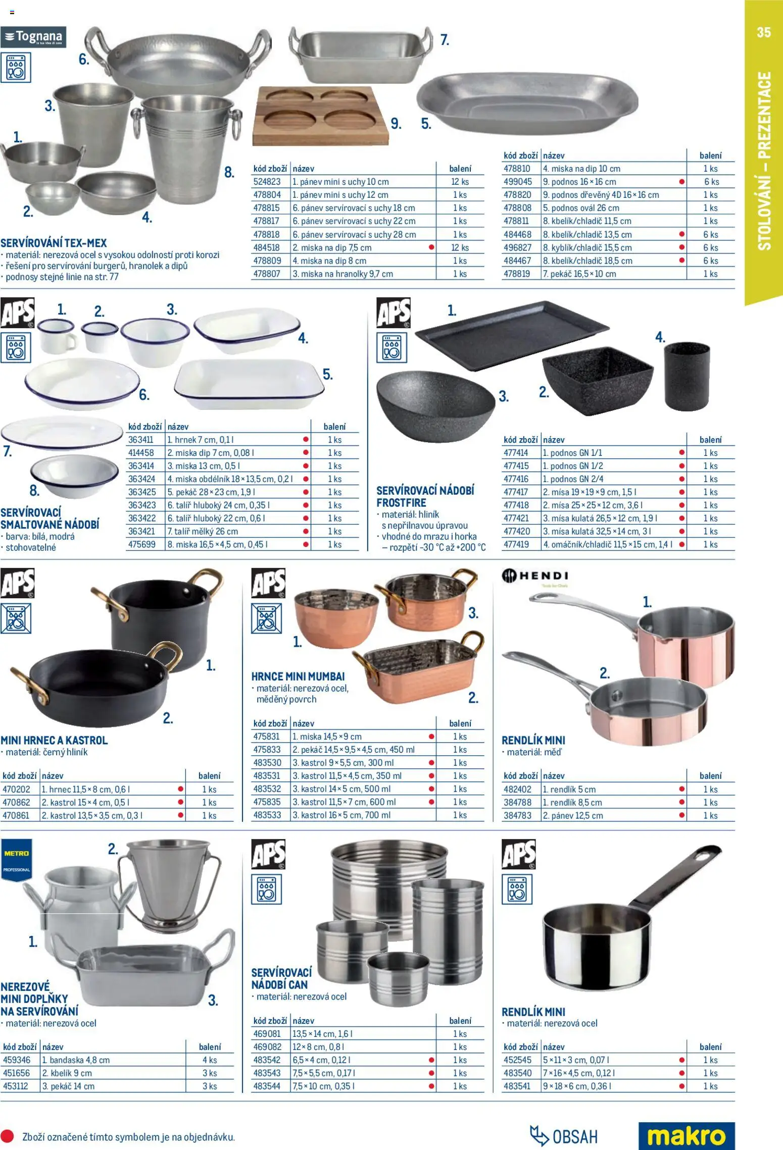 Makro leták - Gastro vybavení a zařízení od 01.02.2026 | Strana: 35 | Produkty: Podnos, Miska, Talíř, Rendlík