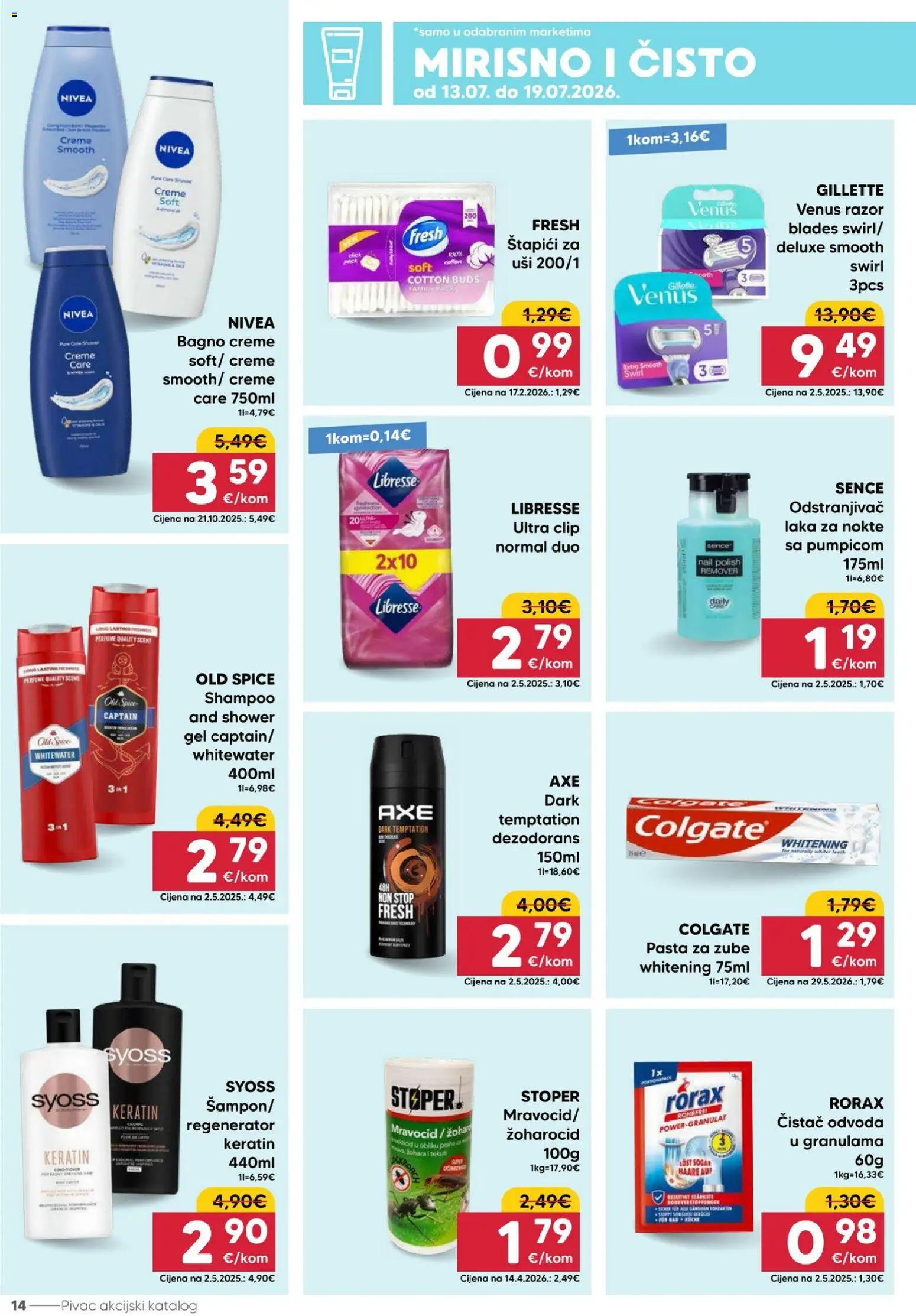 Pivac katalog | vrijedi od 13.07.2026 | Stranica: 14 | Proizvodi: Pasta za zube, Pasta, Old Spice, Libresse