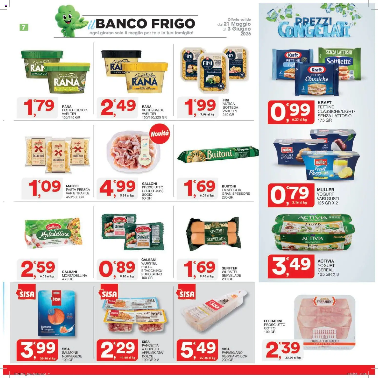 Volantino SISA del 21.05.2026 | Pagina: 7 | Prodotti: Prosciutto Cotto, Pancetta, Pesto, Parmigiano