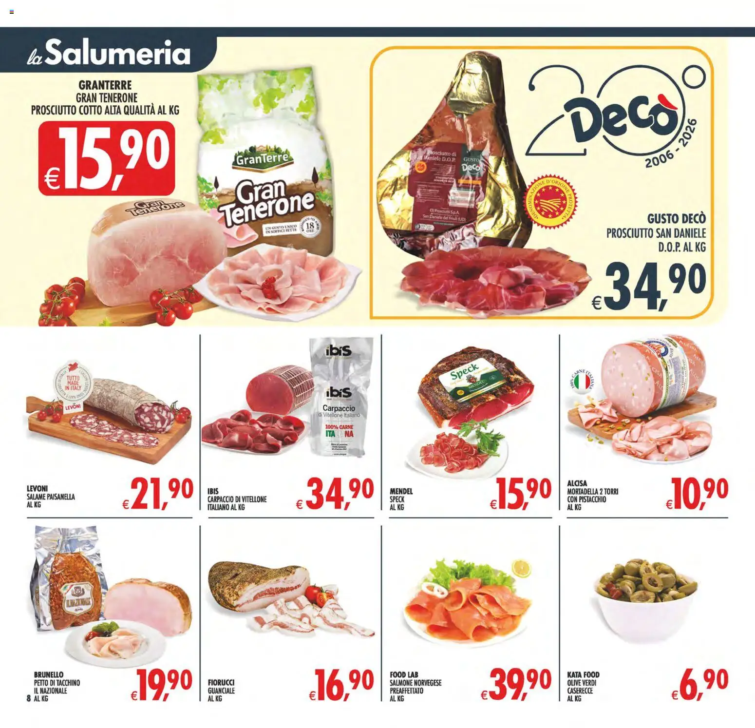 Volantino Decò del 08.05.2026 | Pagina: 11 | Prodotti: Speck, Salame, Salmone, Olive