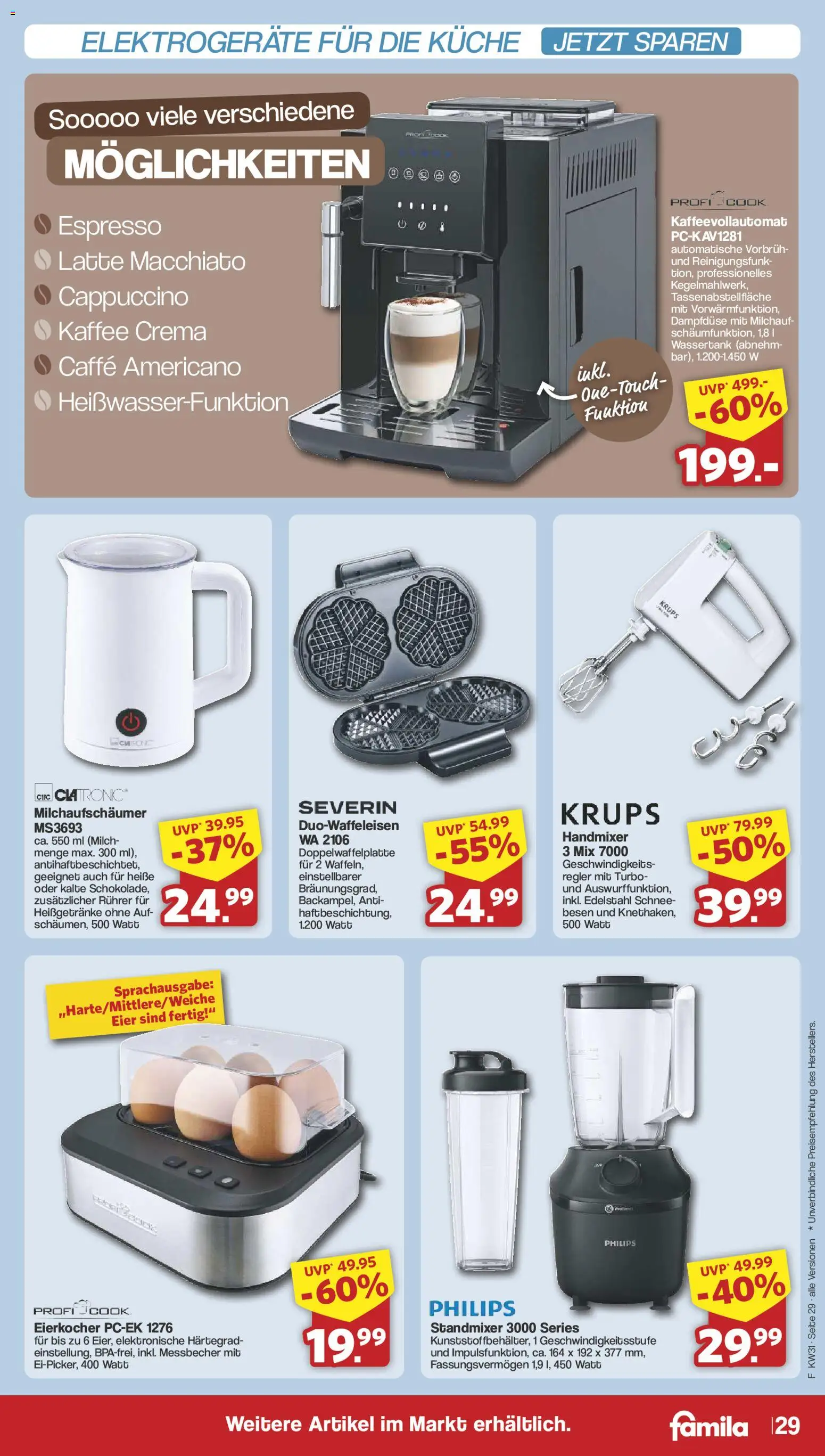 Famila Nordwest Prospekt – gültig ab 27.07.2026 | Seite: 31 | Produkte: Philips, Krups, Eier, Eierkocher
