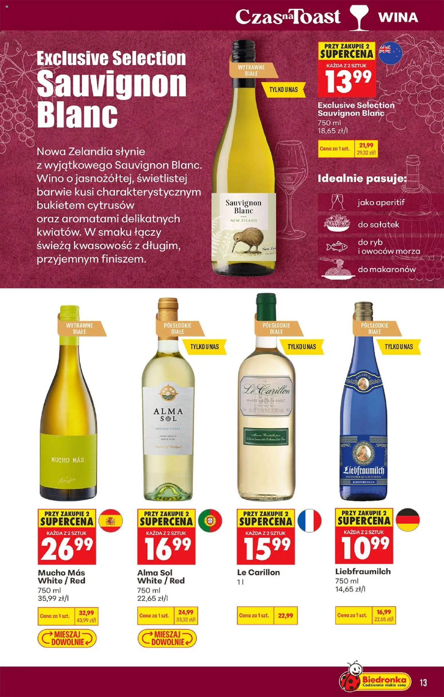 Biedronka gazetka - Czas na toast od 24.08.2026 | Strona: 15 | Produkty: Aperitif, Wino, Sauvignon Blanc, Sól