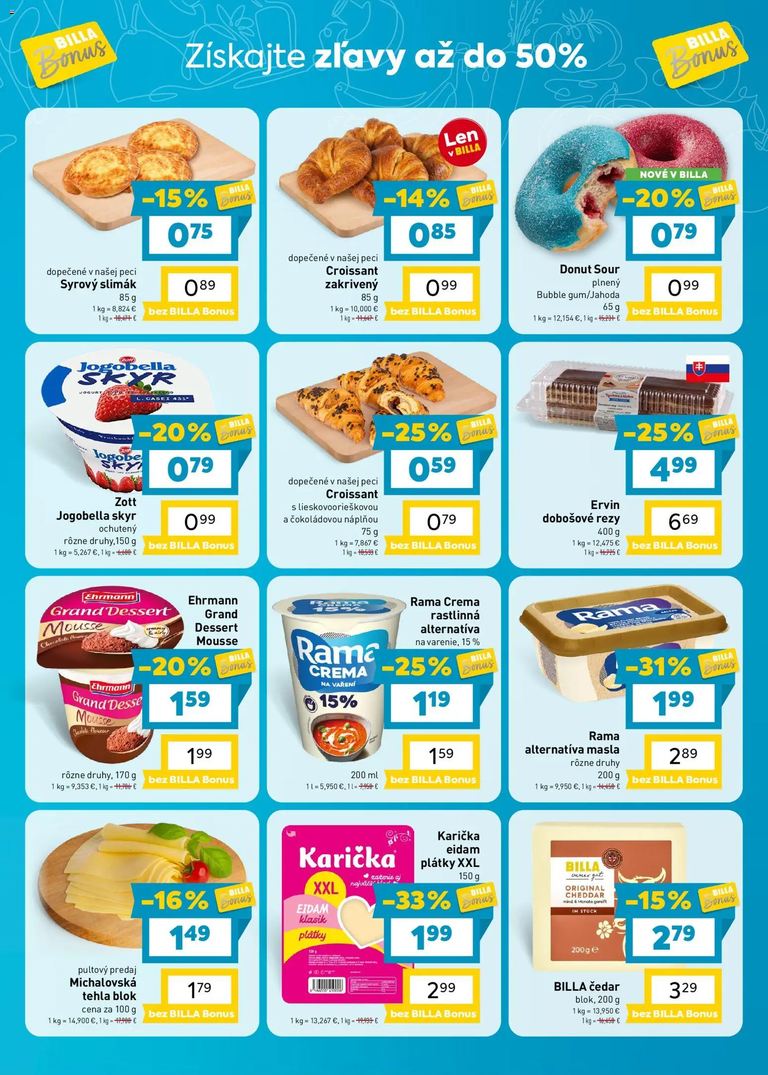 Nové Billa akcie – leták je platný od 02.09.2026 | Strana: 3 | Produkty: Donut, Cheddar, Croissant, Rama