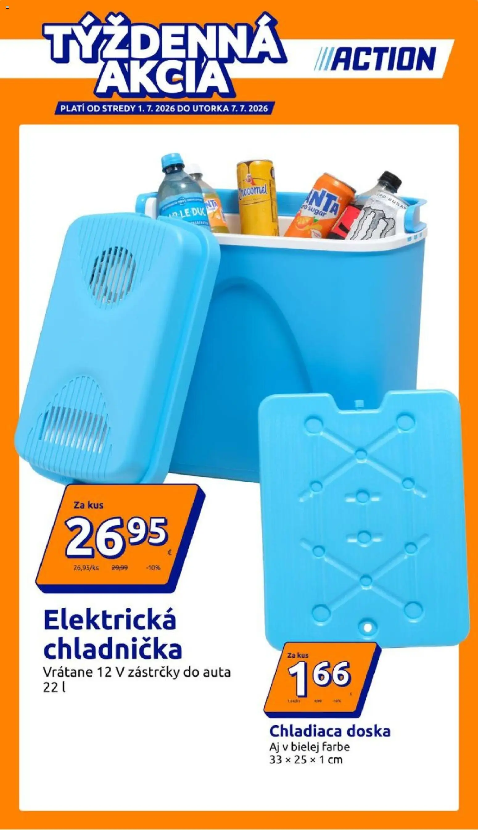 Nové Action akcie – leták je platný od 01.07.2026 | Strana: 1 | Produkty: Chladnička