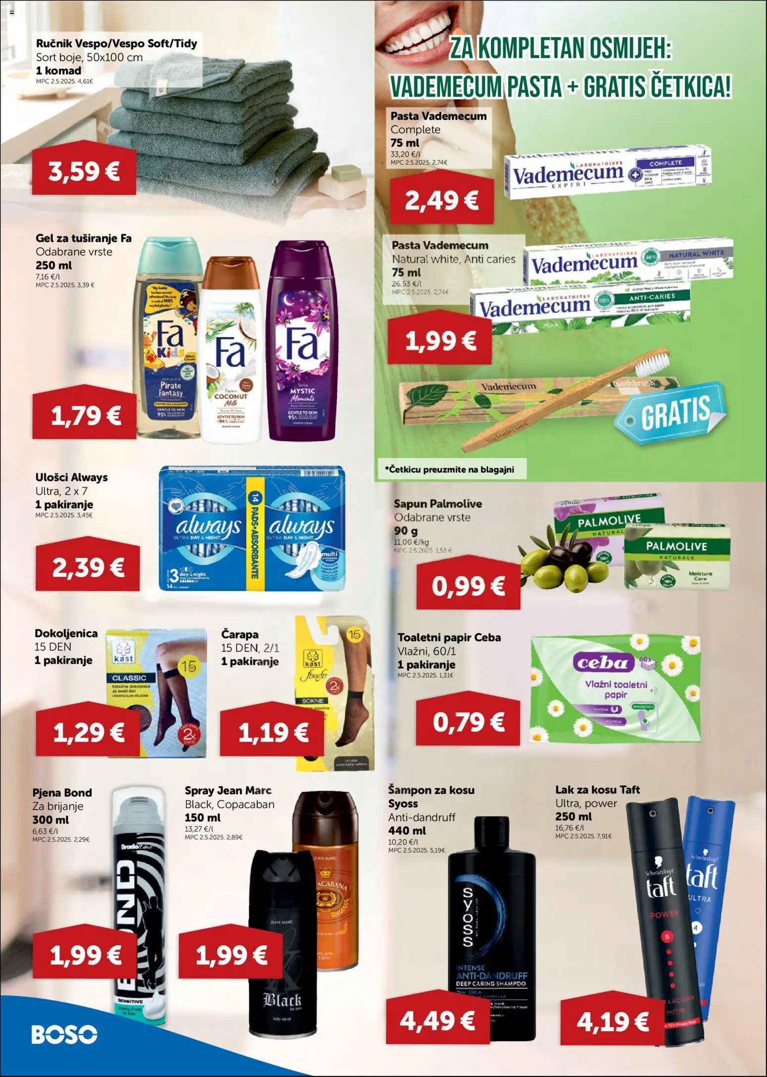Boso katalog | vrijedi od 21.05.2026 | Stranica: 14 | Proizvodi: Lak za kosu, Sapun, Ručnik, Pasta