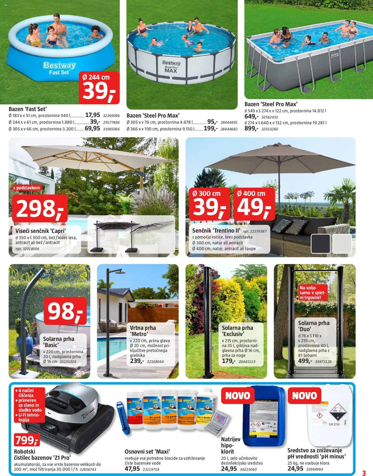 Novi Bauhaus katalog ponudbe – veljaven od 17.06.2026 | Stran: 3 | Izdelki: Bazen, Senčnik, Prha
