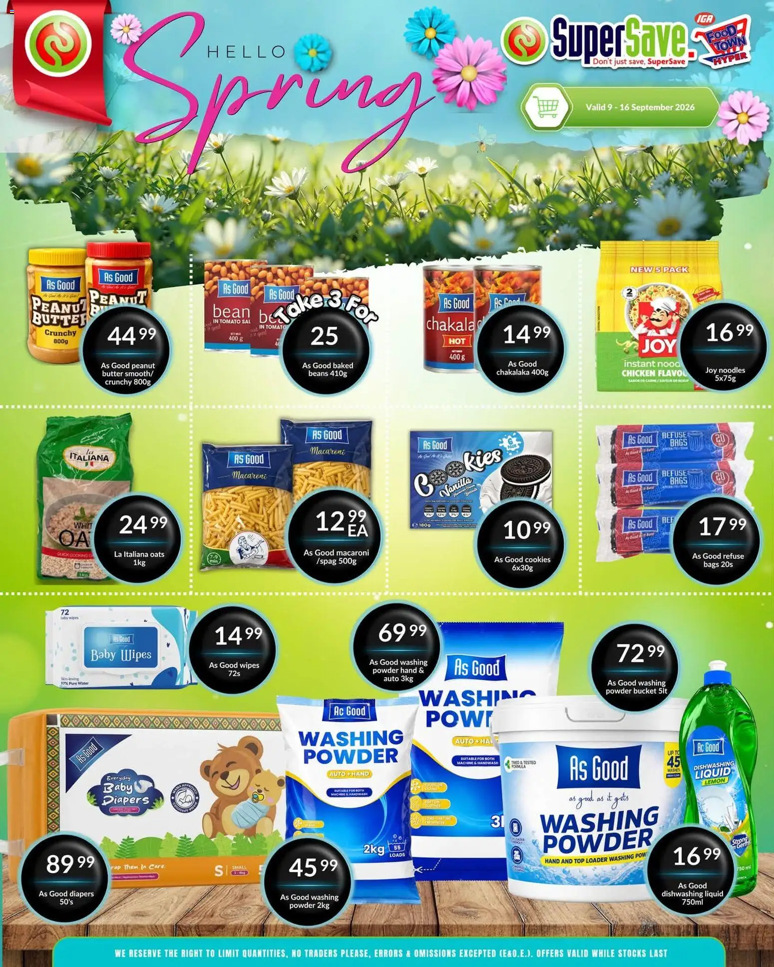 New Super Save catalogue – valid from 09/09/2026 | Page: 42 | Products: Diapers, Butter, Powder, Refuse bags