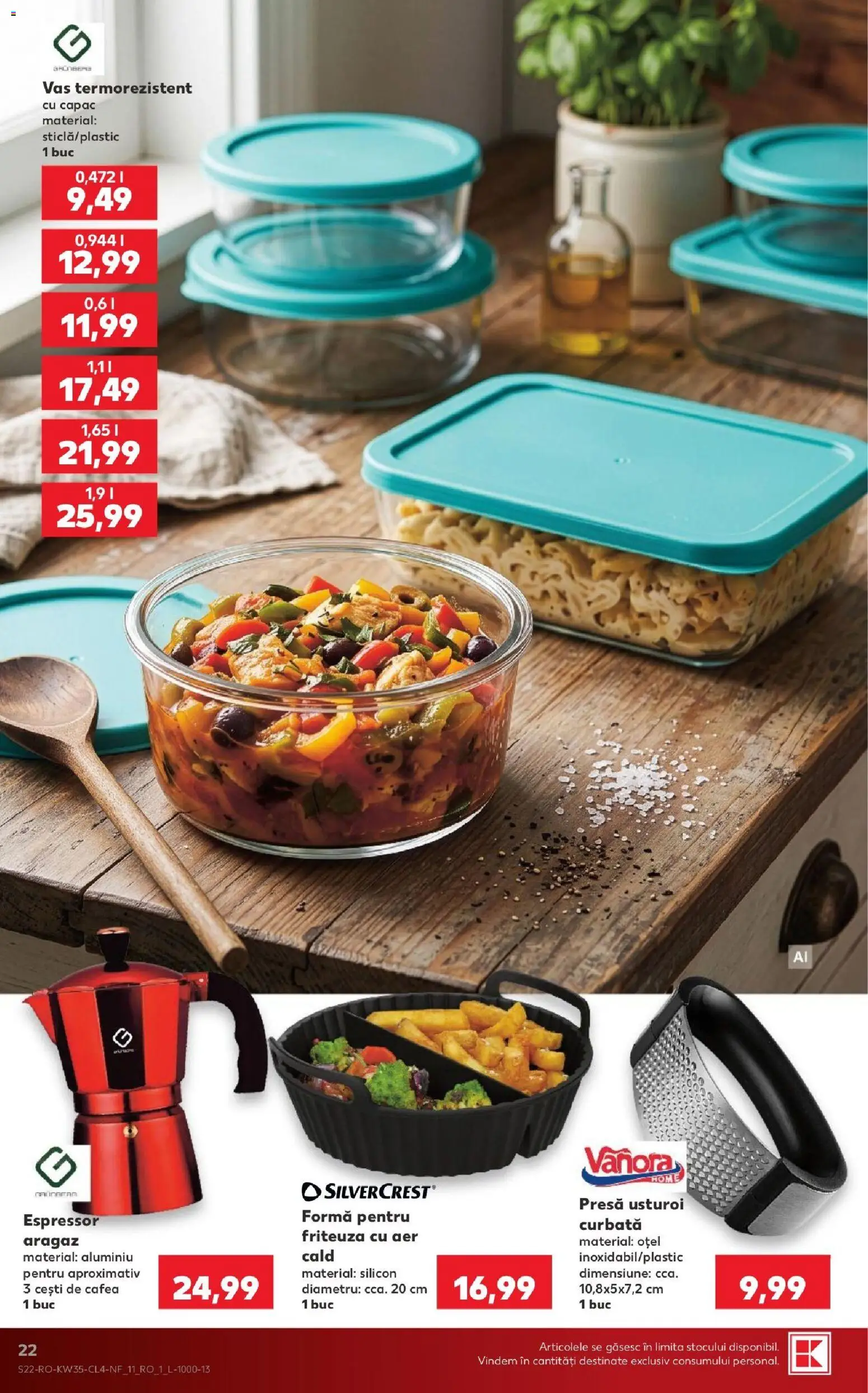 Noul catalog Kaufland – valabil de la 26.08.2026 | Pagină: 22 | Produse: Aragaz, Presă, Friteuză, Cafea