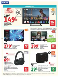 Auchan - Prévisualisation de Auchan - Promos rentrée étudiants valide à partir de 18/08/2026 | Page: 20 | Produits: Télévision, JBL, TV led, Casque