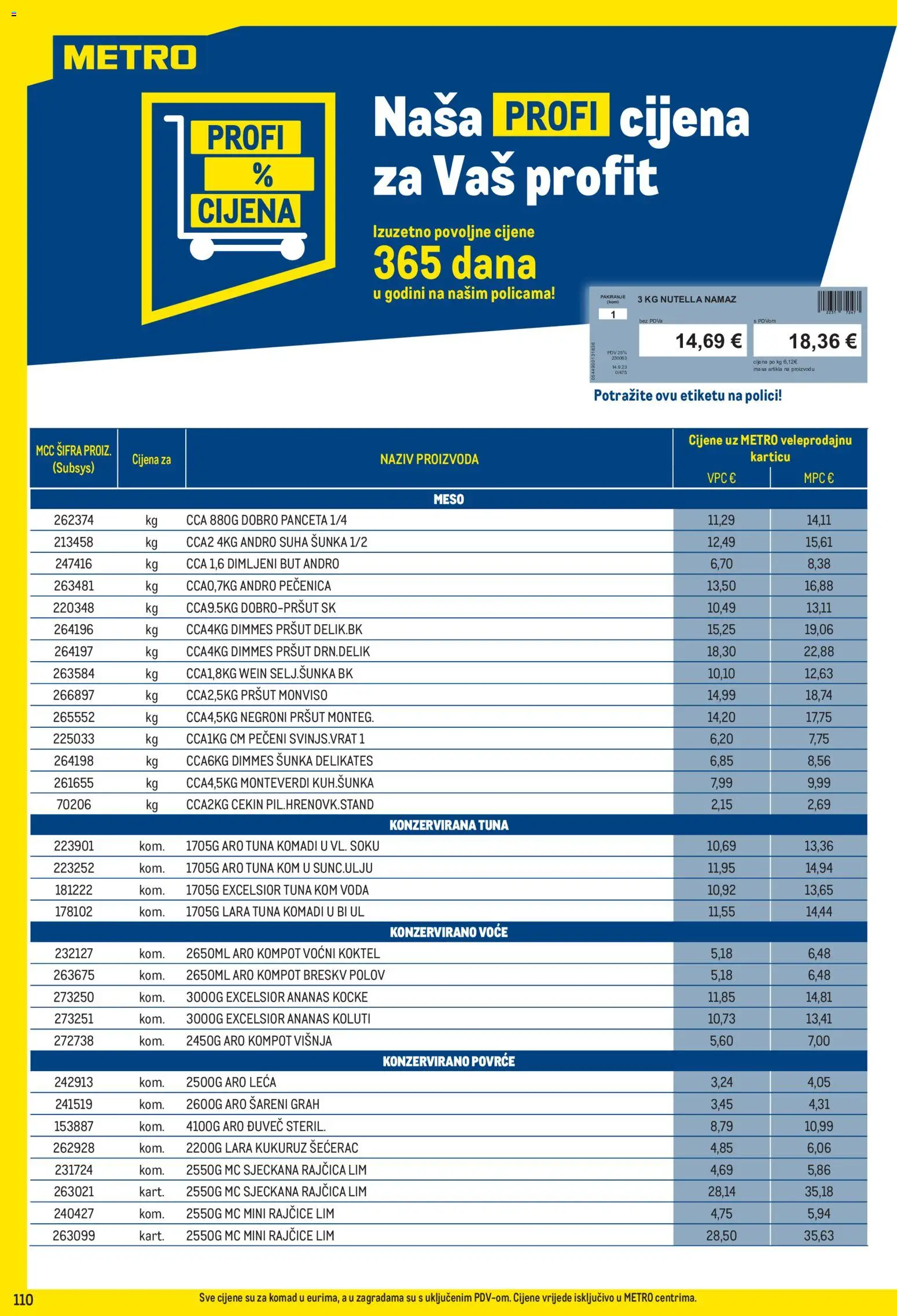 Metro katalog | vrijedi od 03.08.2026 | Stranica: 110 | Proizvodi: Meso, Rajčice, Kompot, Namaz