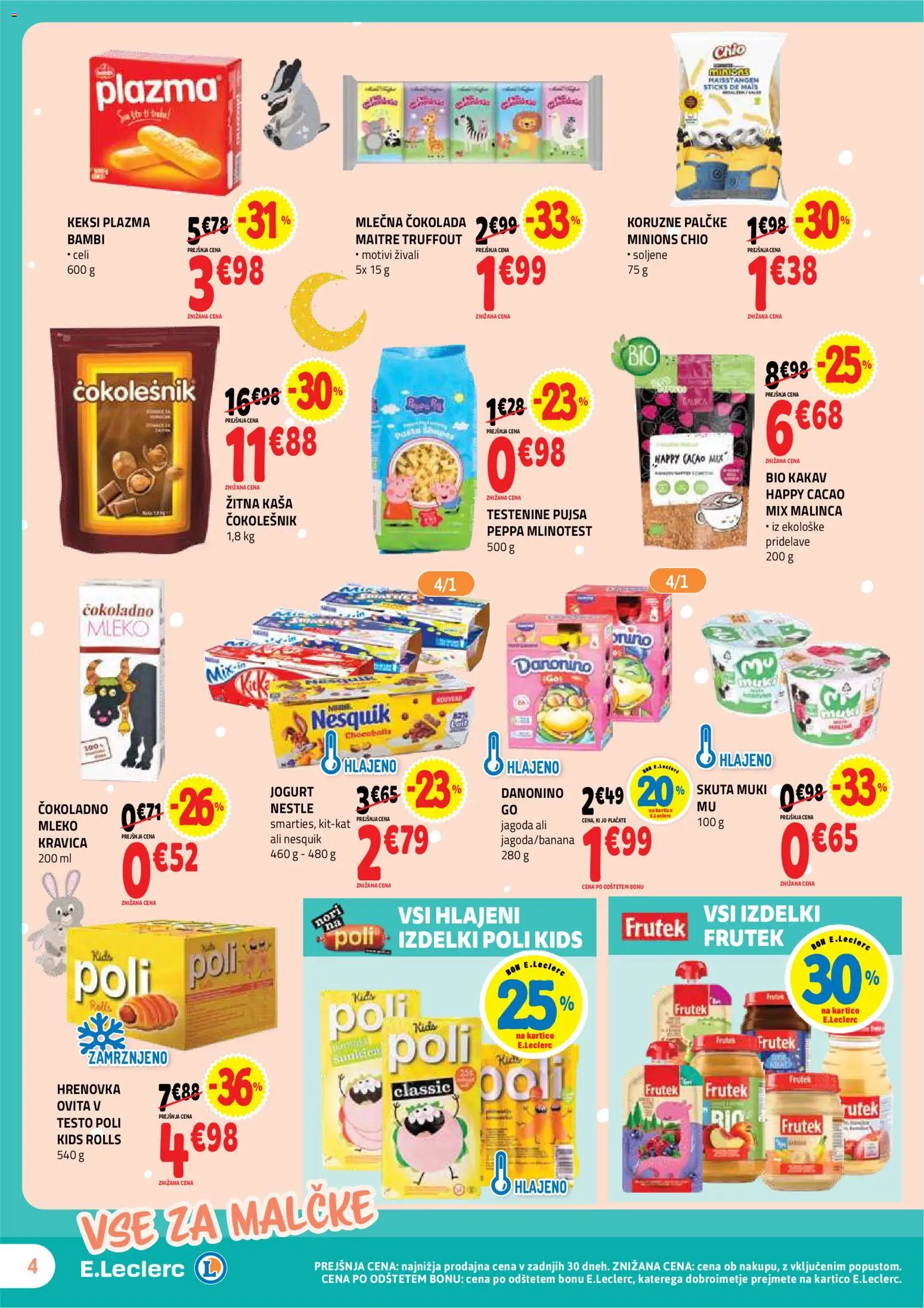 Novi E.leclerc katalog ponudbe – veljaven od 30.09.2026 | Stran: 4 | Izdelki: Čokolešnik, Mleko, Testenine, Skuta