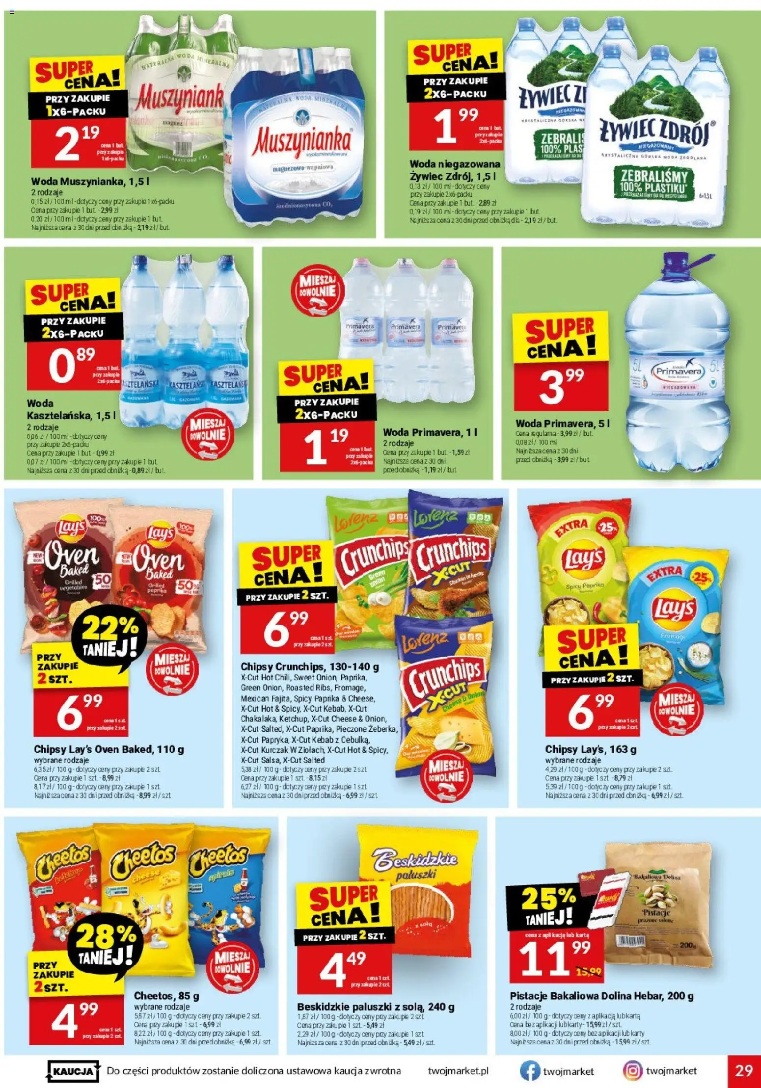 Twój Market gazetka od 04.03.2026 | Strona: 29 | Produkty: Chipsy, Muszynianka, Lays, Woda niegazowana