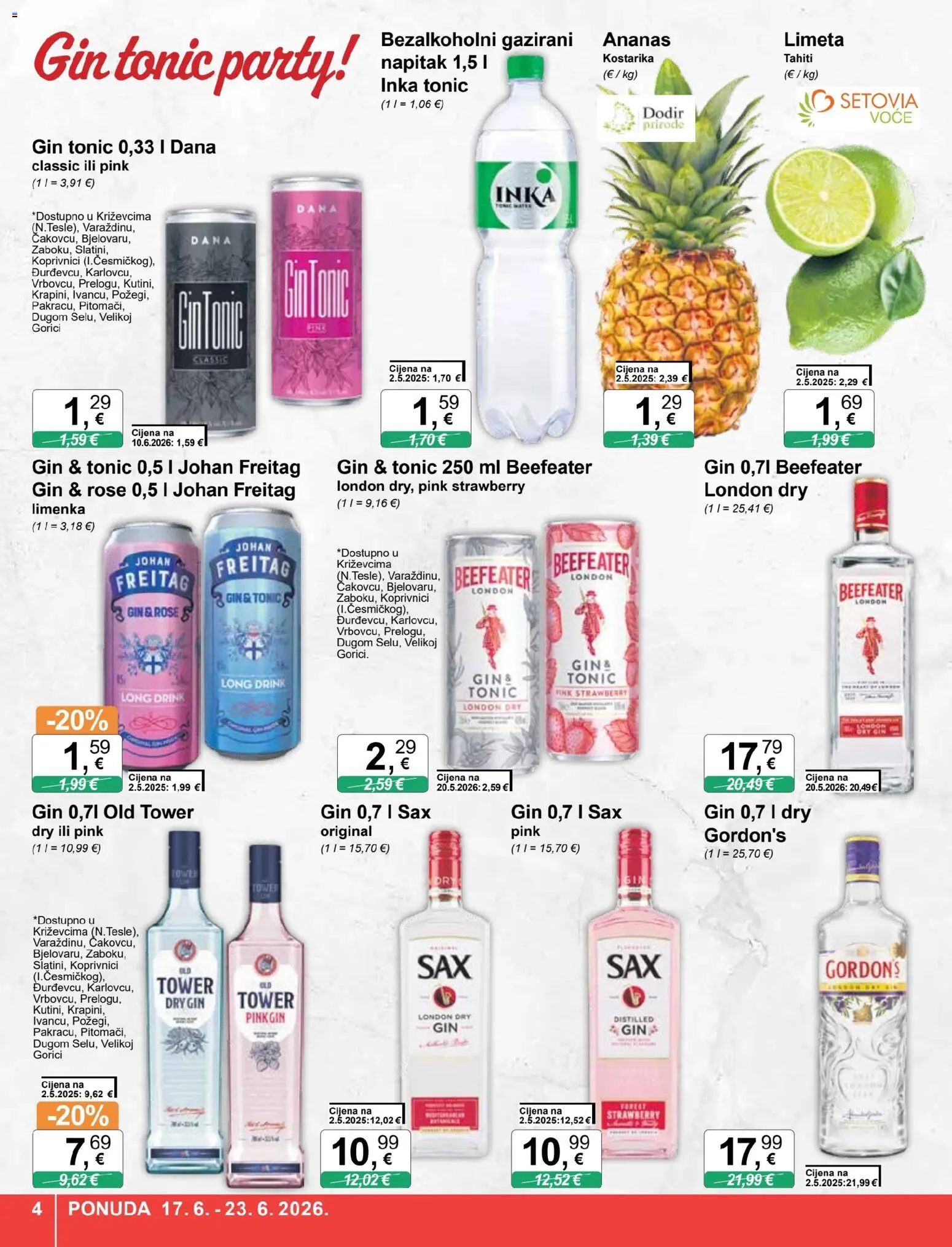 KTC katalog | vrijedi od 17.06.2026 | Stranica: 4 | Proizvodi: Gin, Ananas, Voće, Limeta