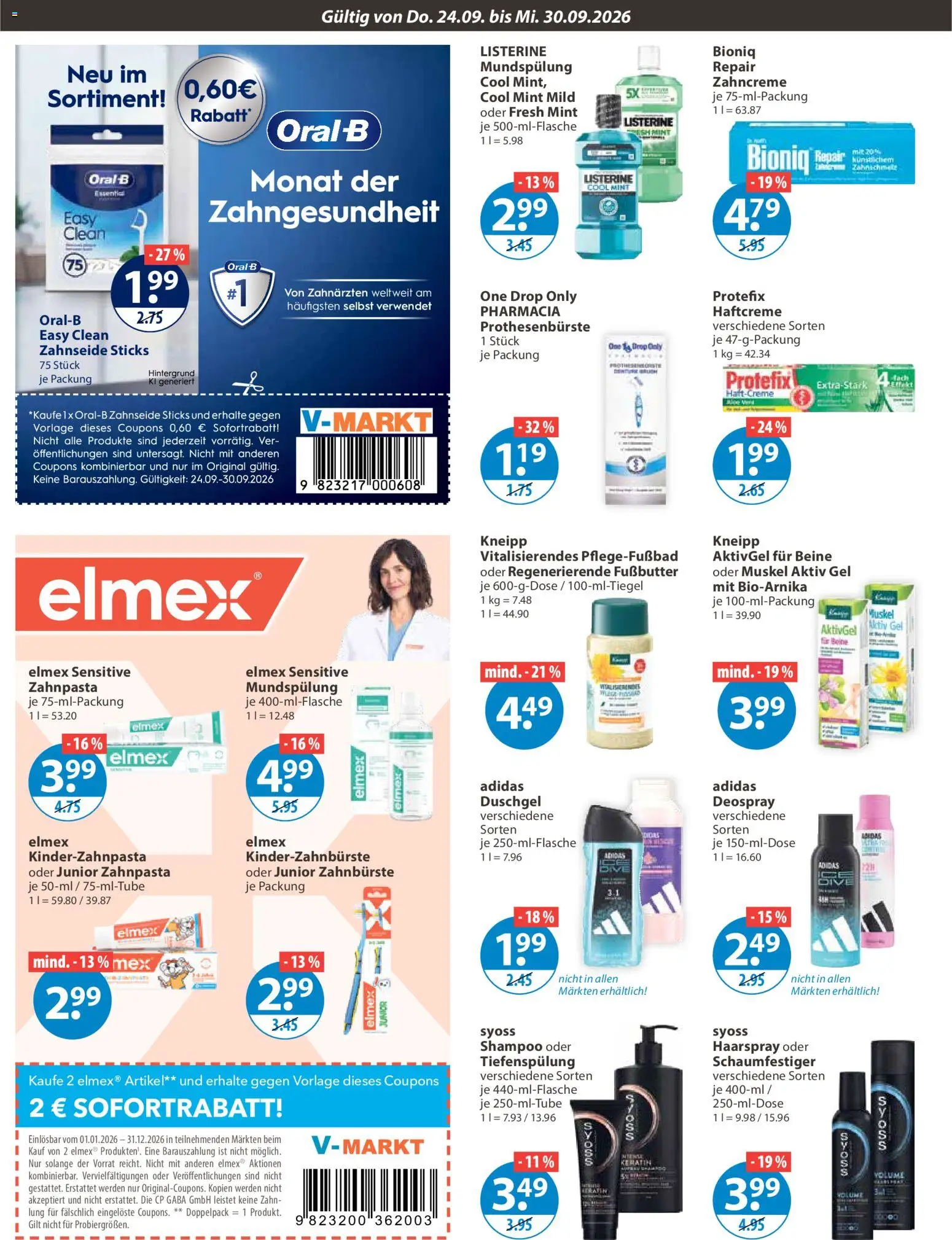 V-Markt Angebote – gültig ab 24.09.2026 | Seite: 14 | Produkte: Haarspray, Zahnpasta, Deospray, Listerine