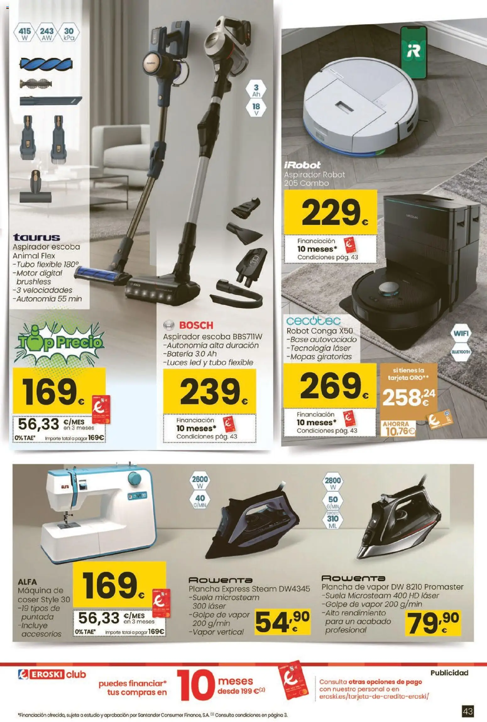 Eroski Qué planazo │ válido desde el 26.03.2026 | Página: 43 | Productos: Escoba, Plancha, Robot, Batería