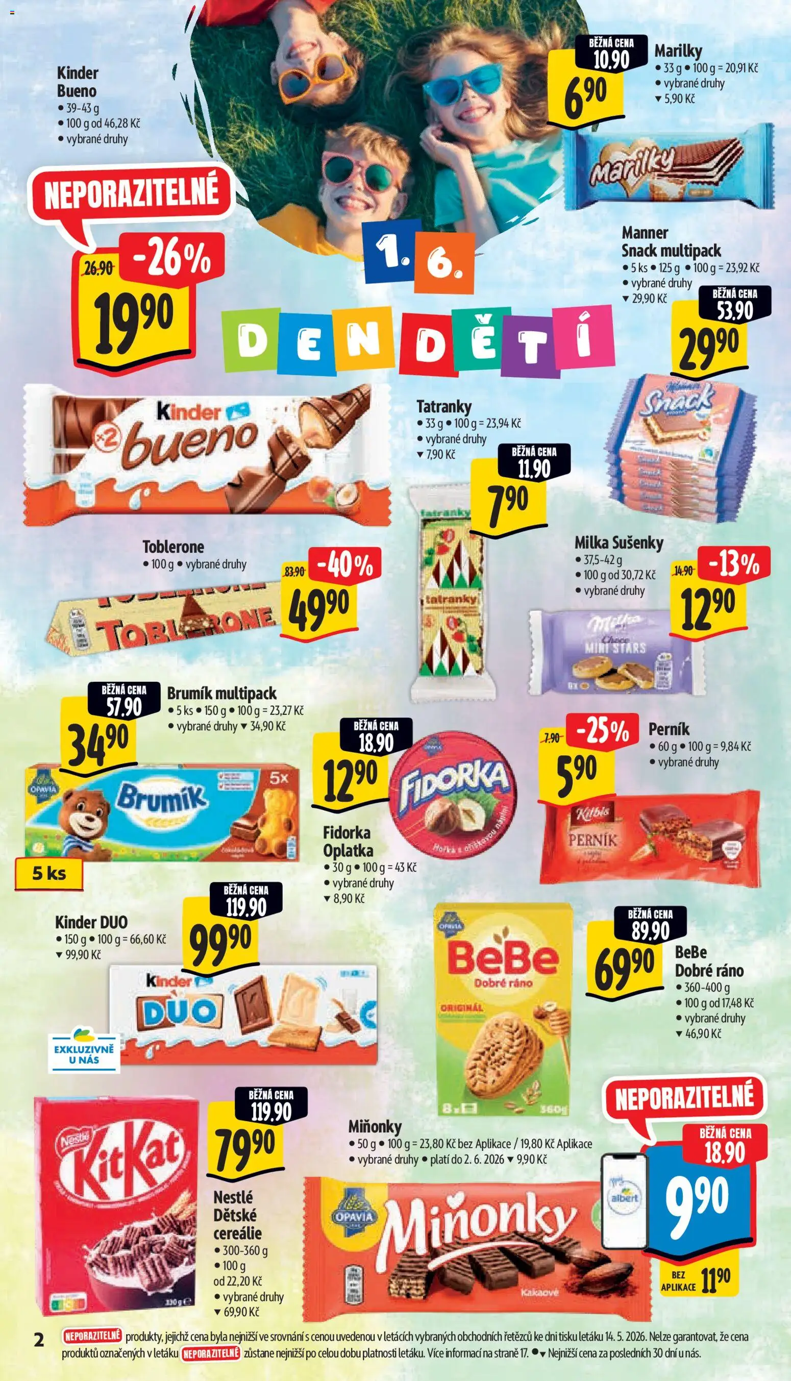Albert leták - Supermarket od 20.05.2026 | Strana: 8 | Produkty: Tatranky, Milka, Bebe, Fidorka