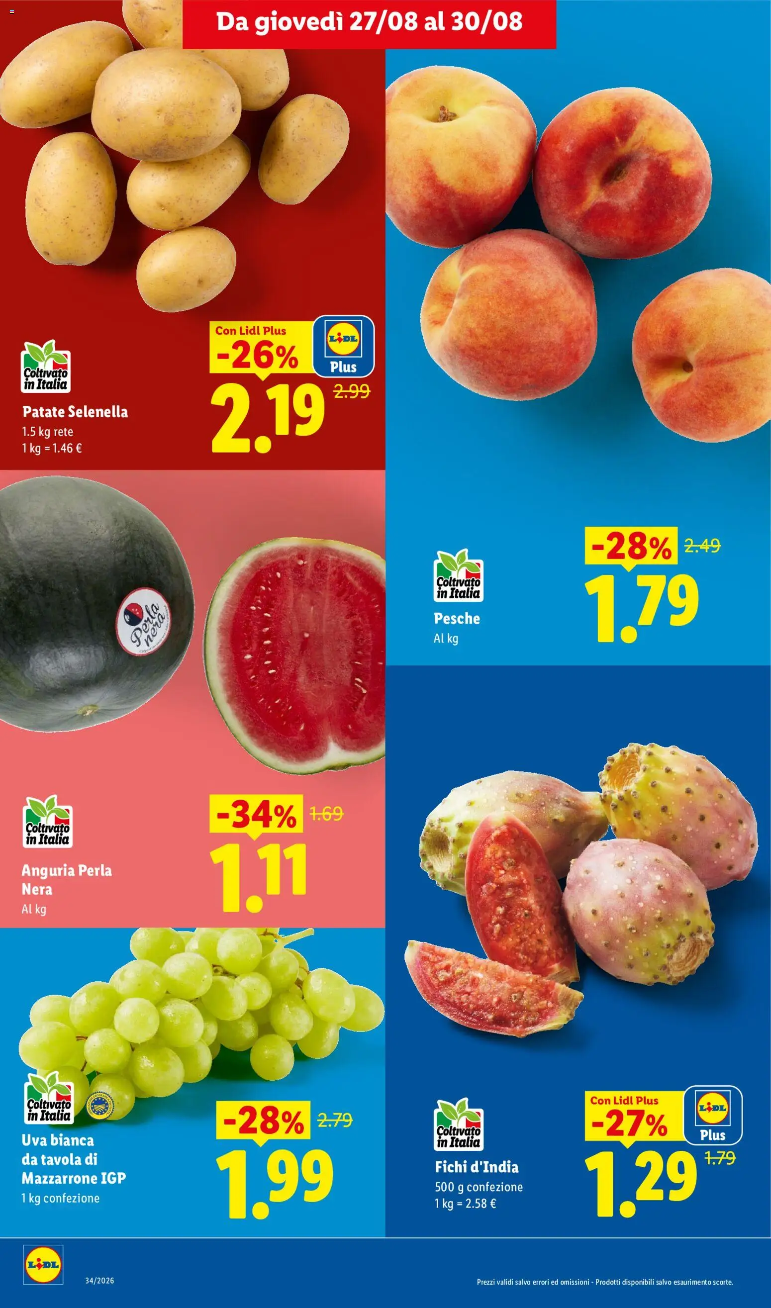 Volantino Lidl del 27/08/2026 | Pagina: 2 | Prodotti: Fichi, Anguria, Uva, Pesche