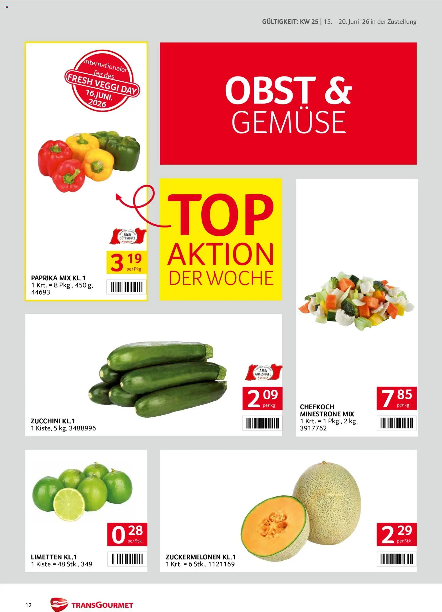 Transgourmet Zustellaktion gültig ab 15.06.2026 | Seite: 12 | Produkte: Gemüse, Obst