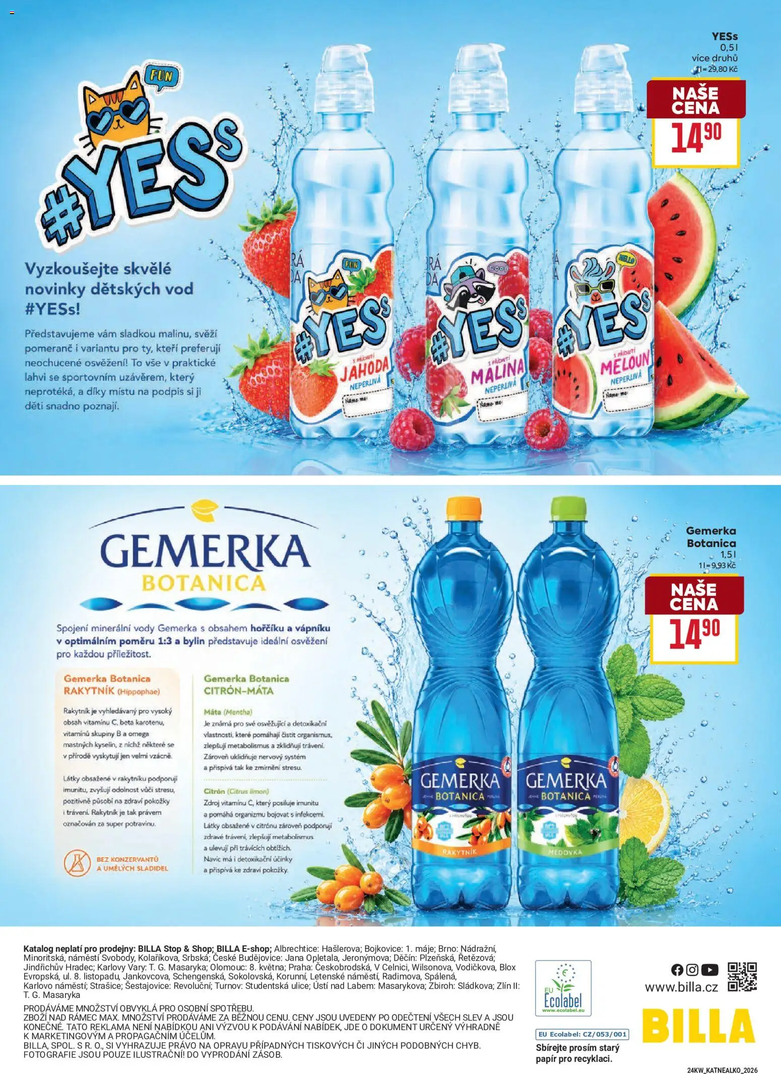 Billa leták - Léto plné osvěžujících drinků od 10.06.2026 | Strana: 6 | Produkty: Meloun, Gemerka, Omega, Citron