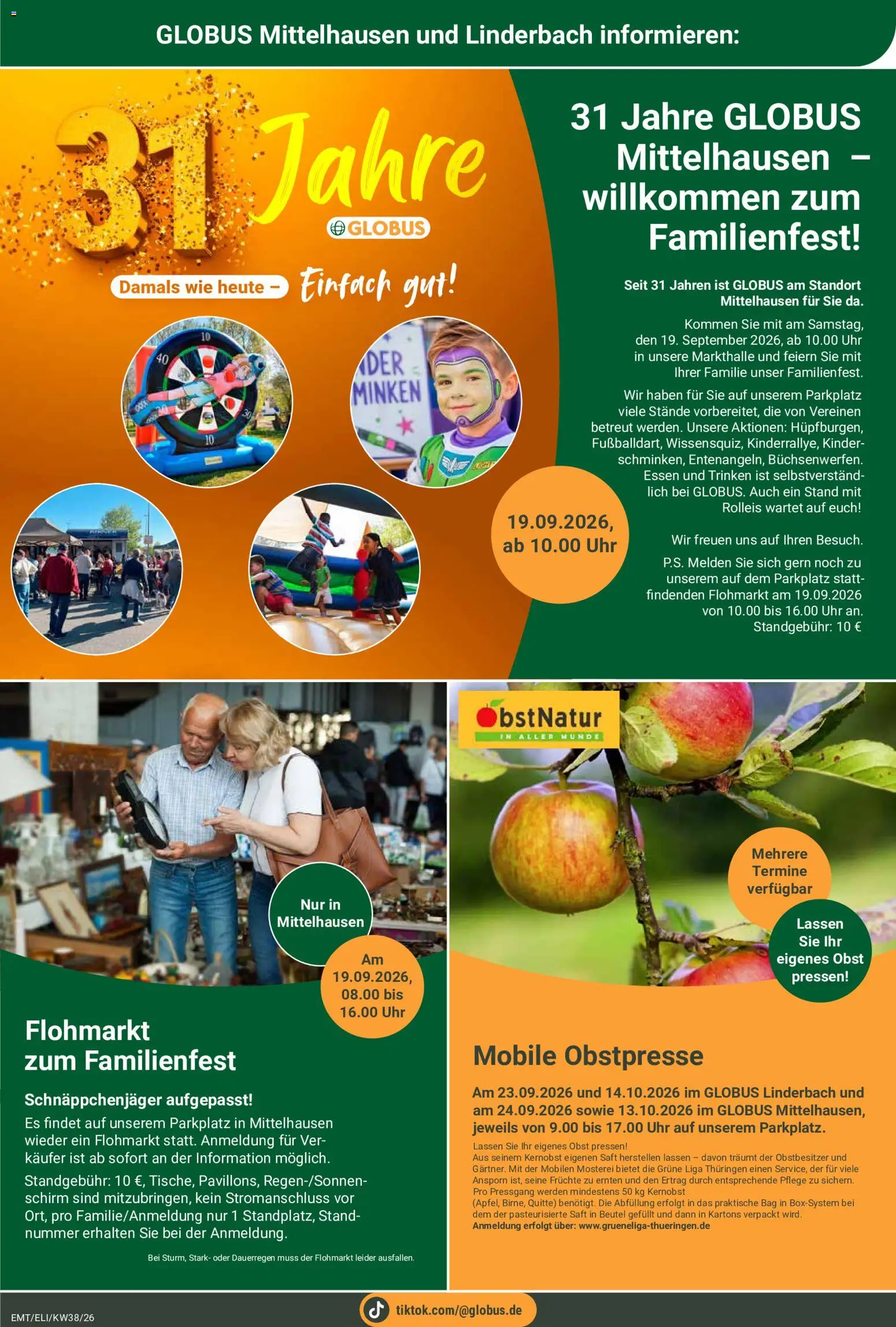 Globus Prospekt Erfurt – gültig ab 14.09.2026 | Seite: 29 | Produkte: Obst, Saft, Uhr