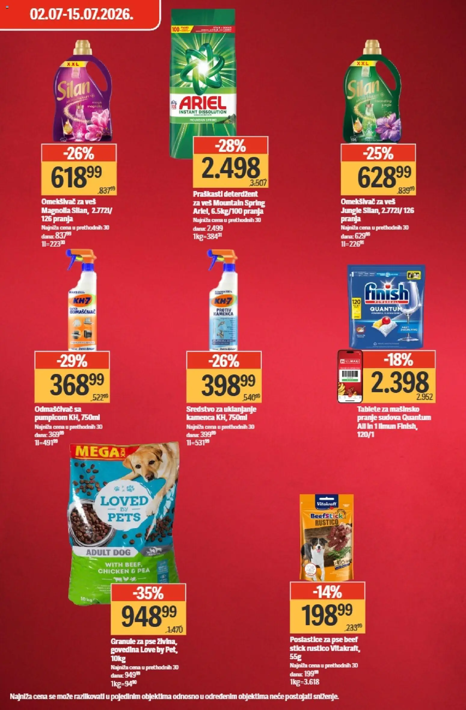 Mega Maxi katalog - važi od 09.07.2026 | Strana: 15 | Proizvode: Govedina, Finish, Granule za pse, Silan
