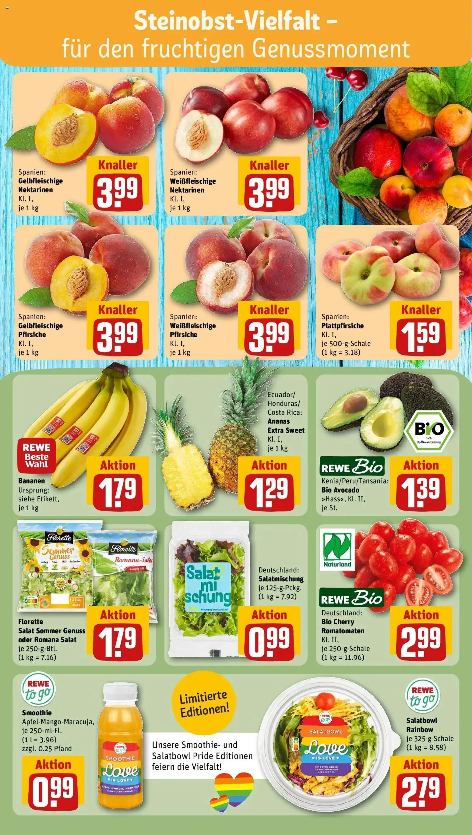 Rewe Prospekt Sulzfeld – gültig ab 08.06.2026 | Seite: 6 | Produkte: Nektarinen, Bananen, Ananas, Salat
