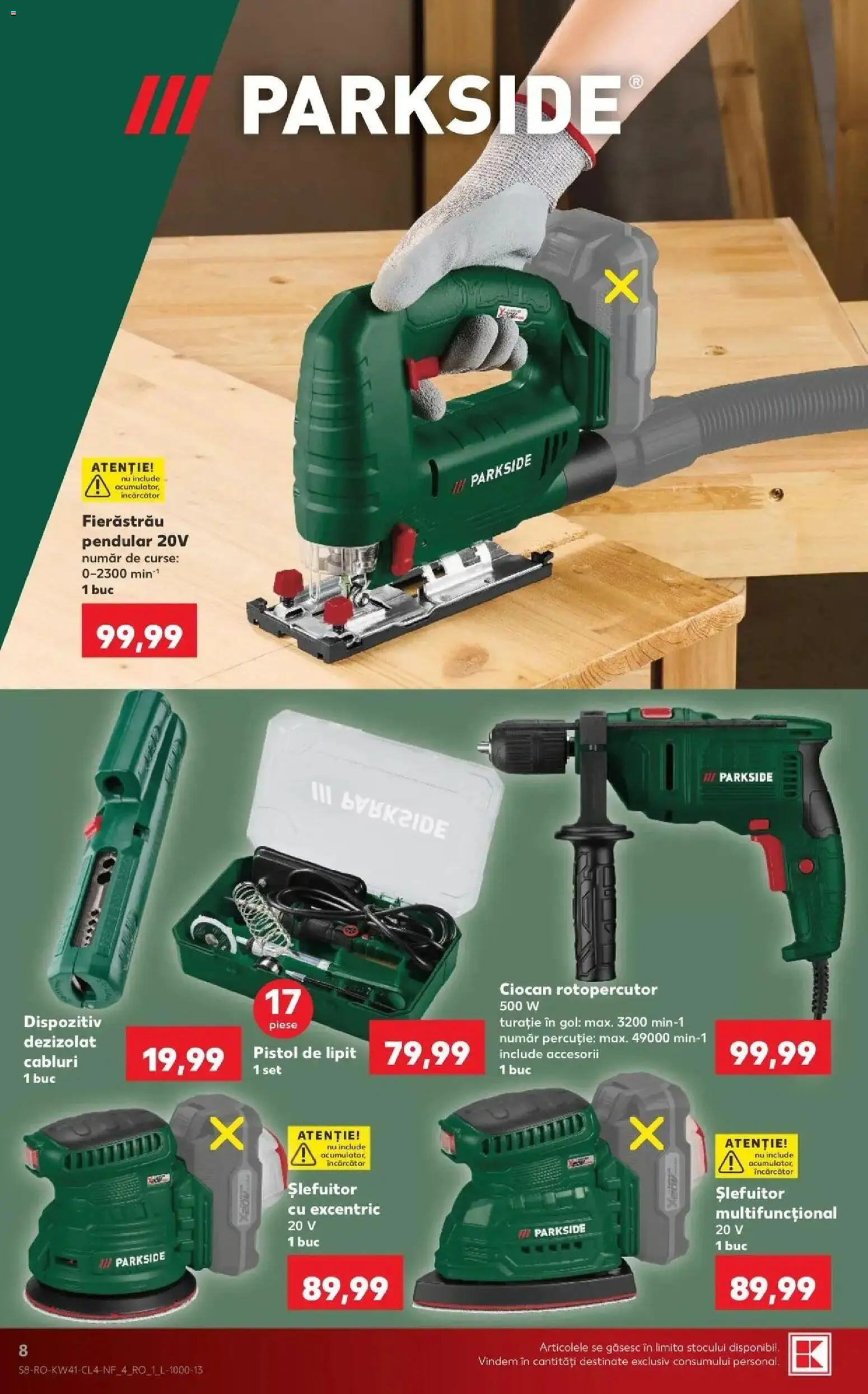 Kaufland Viseu de Sus 07.10.2026 - Revista si Oferta | Pagină: 8 | Produse: Slefuitor, Încărcător, Fierastrau pendular, Ciocan rotopercutor