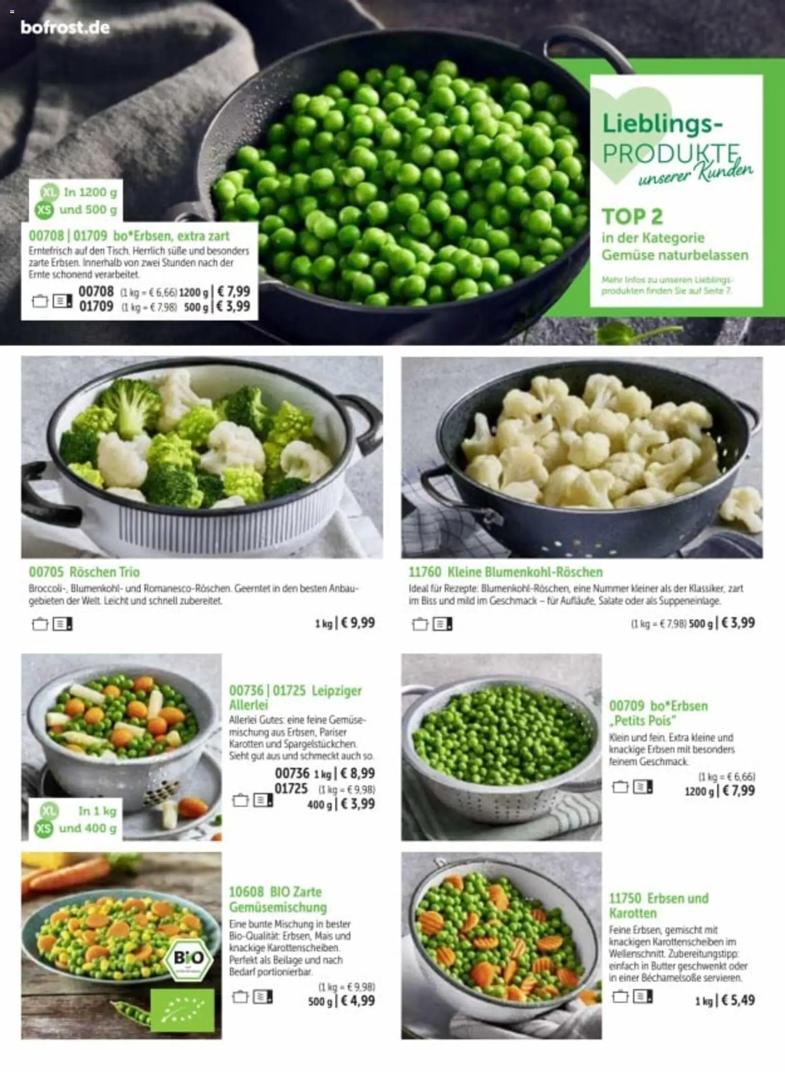Bofrost Katalog – gültig ab 06.03.2026 | Seite: 32 | Produkte: Top, Butter, Blumenkohl, Erbsen