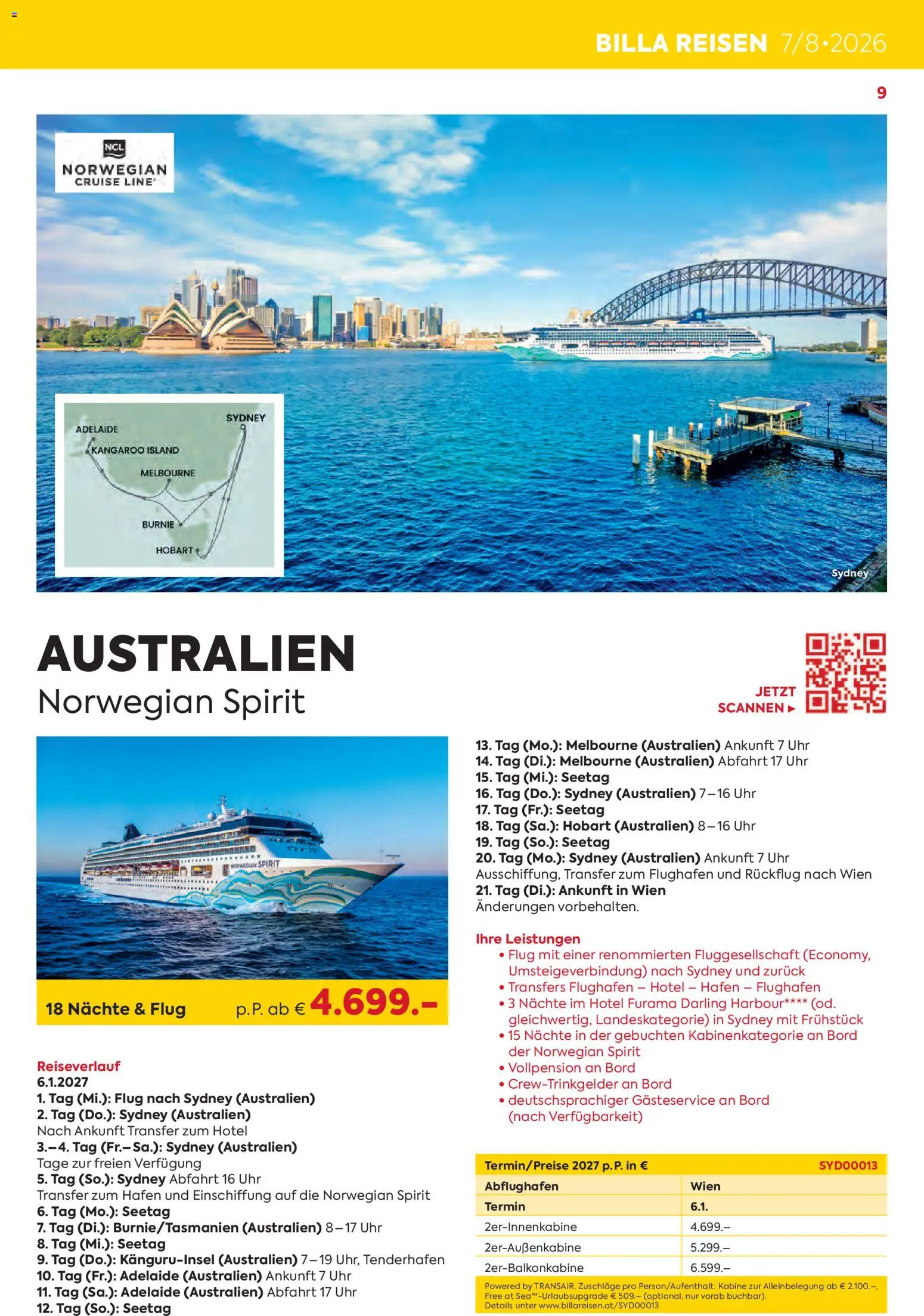 Billa - Billa Reise Kreuzfahrten Rundreise Erlebnisreisen gültig ab 01.07.2026 | Seite: 9 | Produkte: Uhr