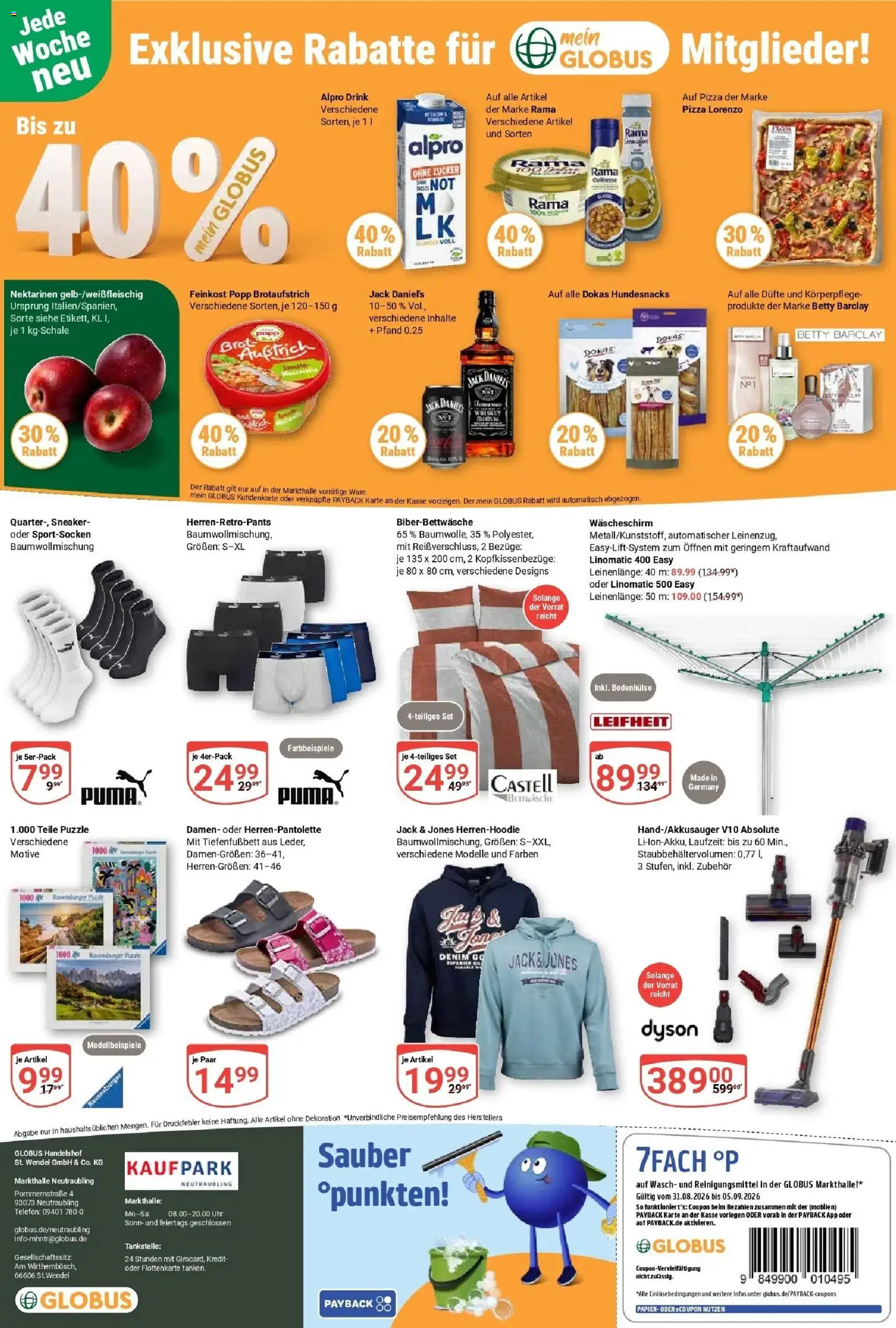 Globus Prospekt Neutraubling (ab 31.08.2026) » Angebote online | Seite: 26 | Produkte: Nektarinen, Pizza, Whiskey, Telefon