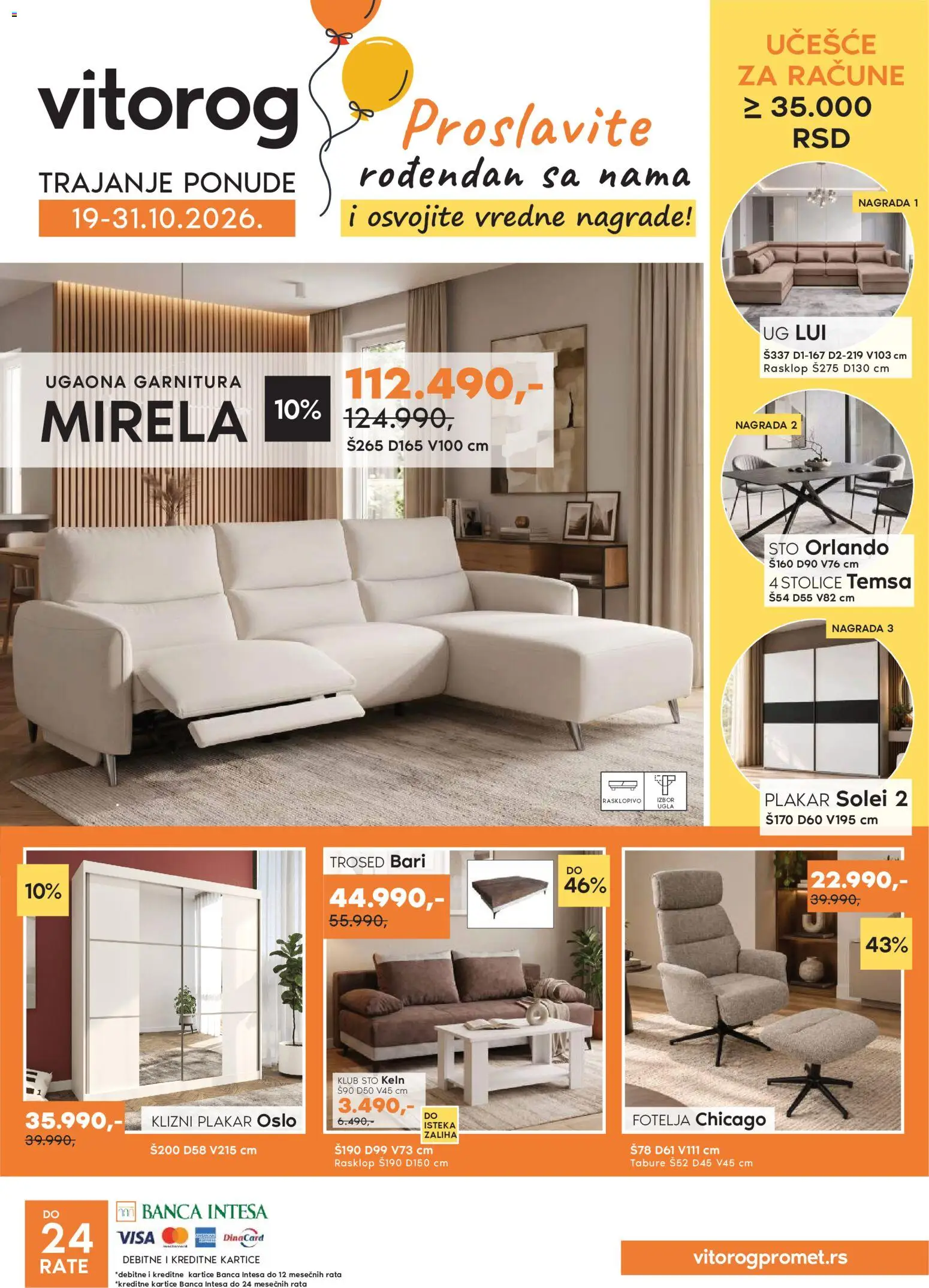 Vitorog katalog - važi od 19.10.2026 | Strana: 1 | Proizvode: Fotelja, Tabure, Trosed, Ugaona garnitura