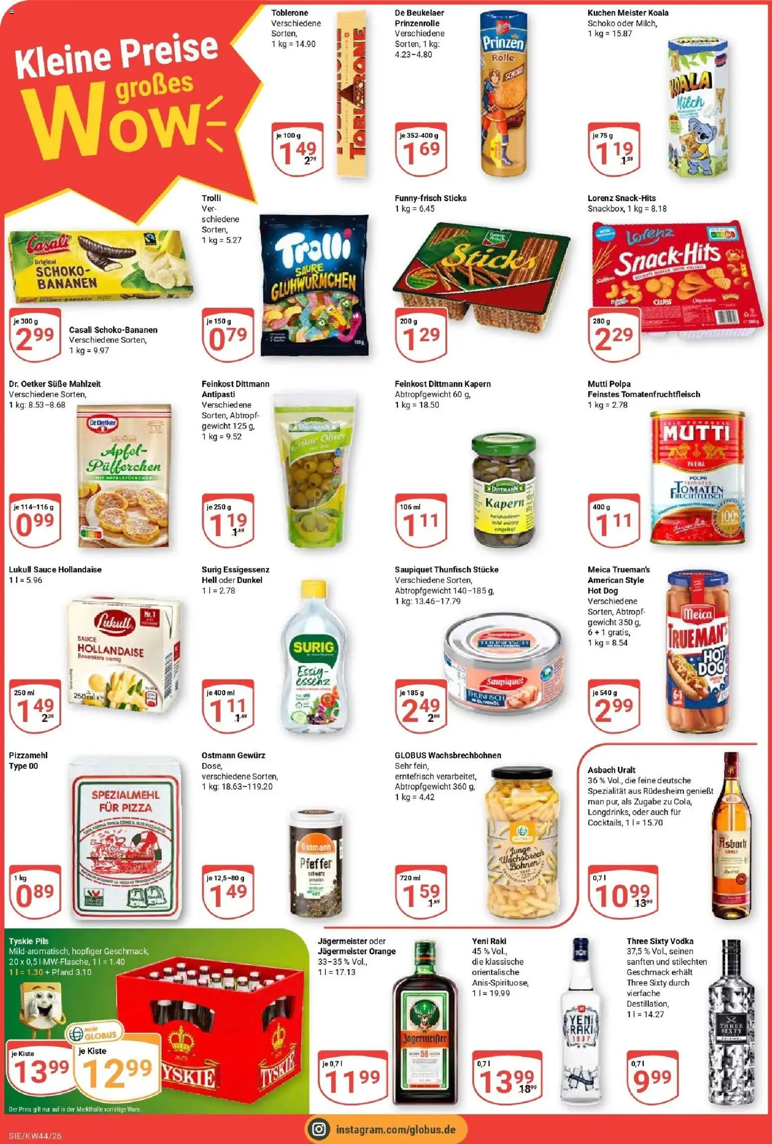 Globus Prospekt Siegen – gültig ab 26.10.2026 | Seite: 6 | Produkte: Milch, Thunfisch, Pils, Äpfel