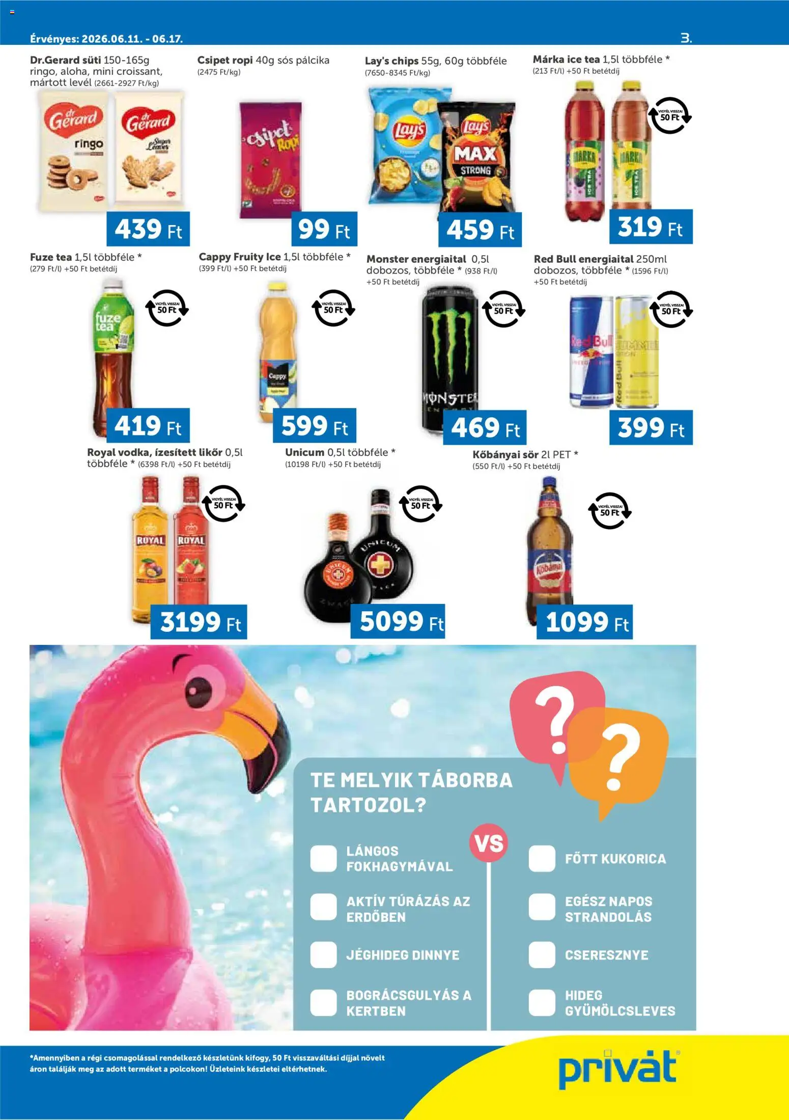PRIVÁT akciós ujság - amely érvényes a következő dátumtól: 11.06.2026 | Oldal: 3 | Termékek: Dinnye, Chips, Kisela pavlaka, Cseresznye