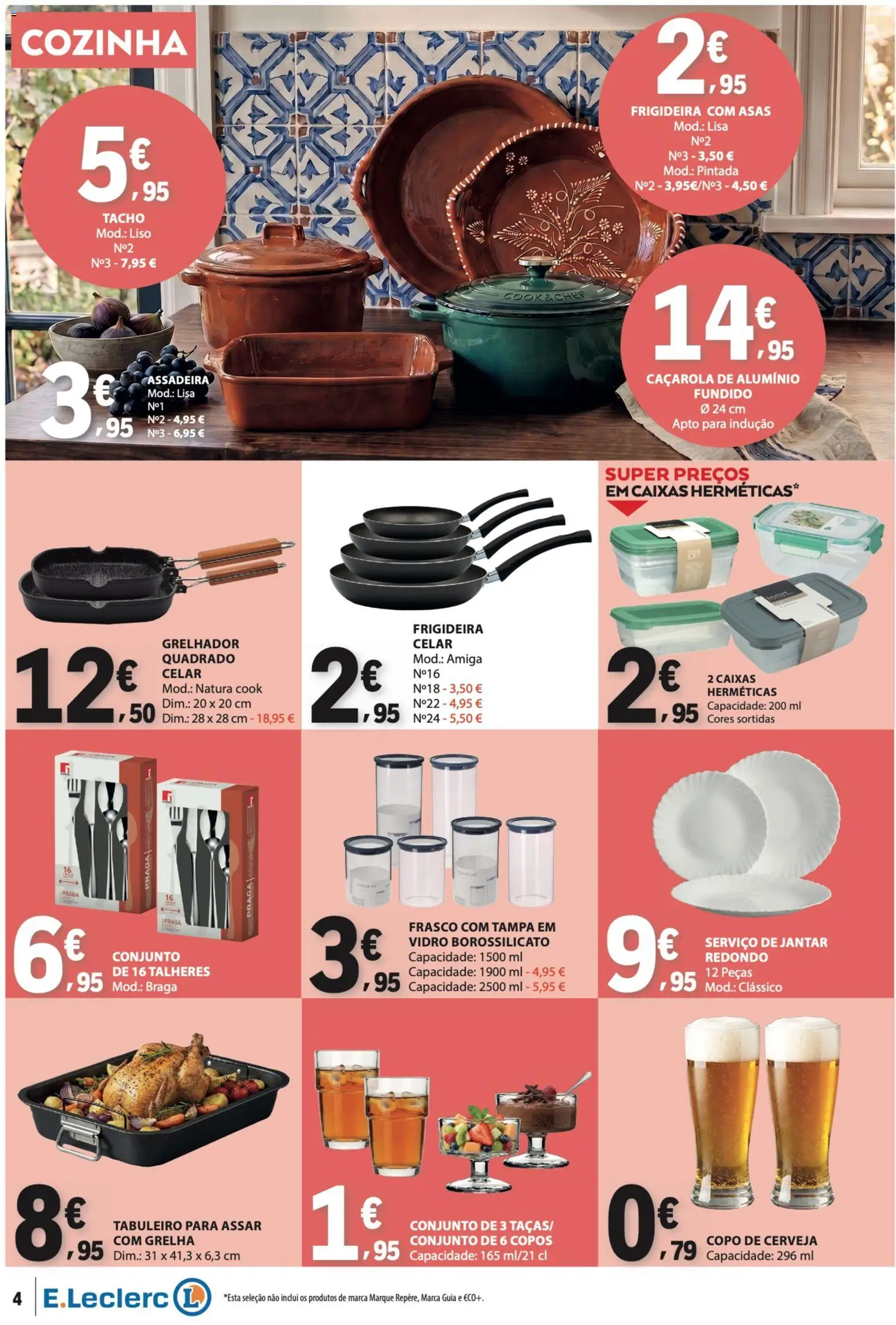 E.Leclerc - Folheto Não Alimentar │ válido de 13/08/2026 | Página: 4 | Produtos: Copos, Frigideira, Talheres, Grelhador