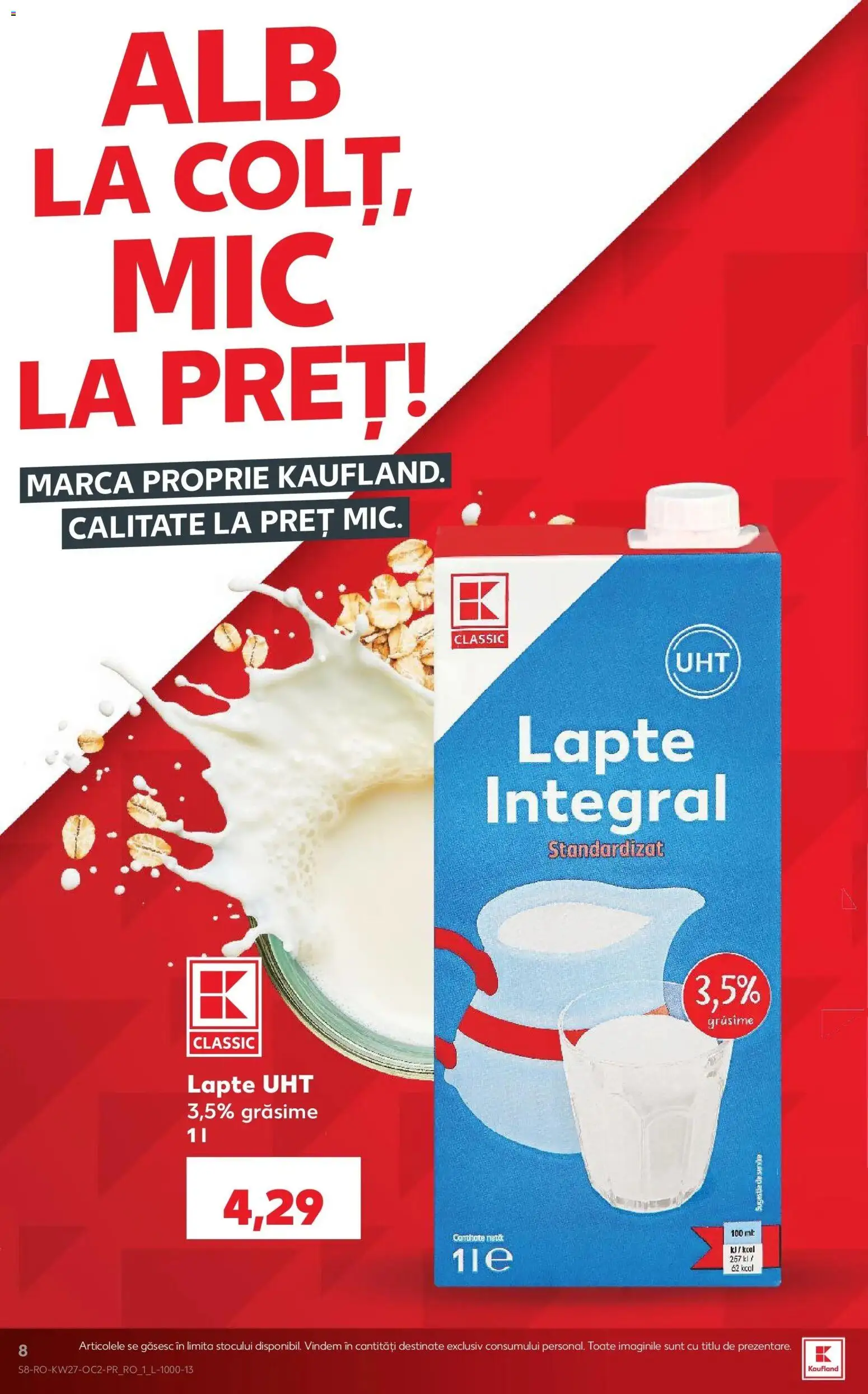 Noul catalog Kaufland – valabil de la 01.07.2026 | Pagină: 8 | Produse: Lapte