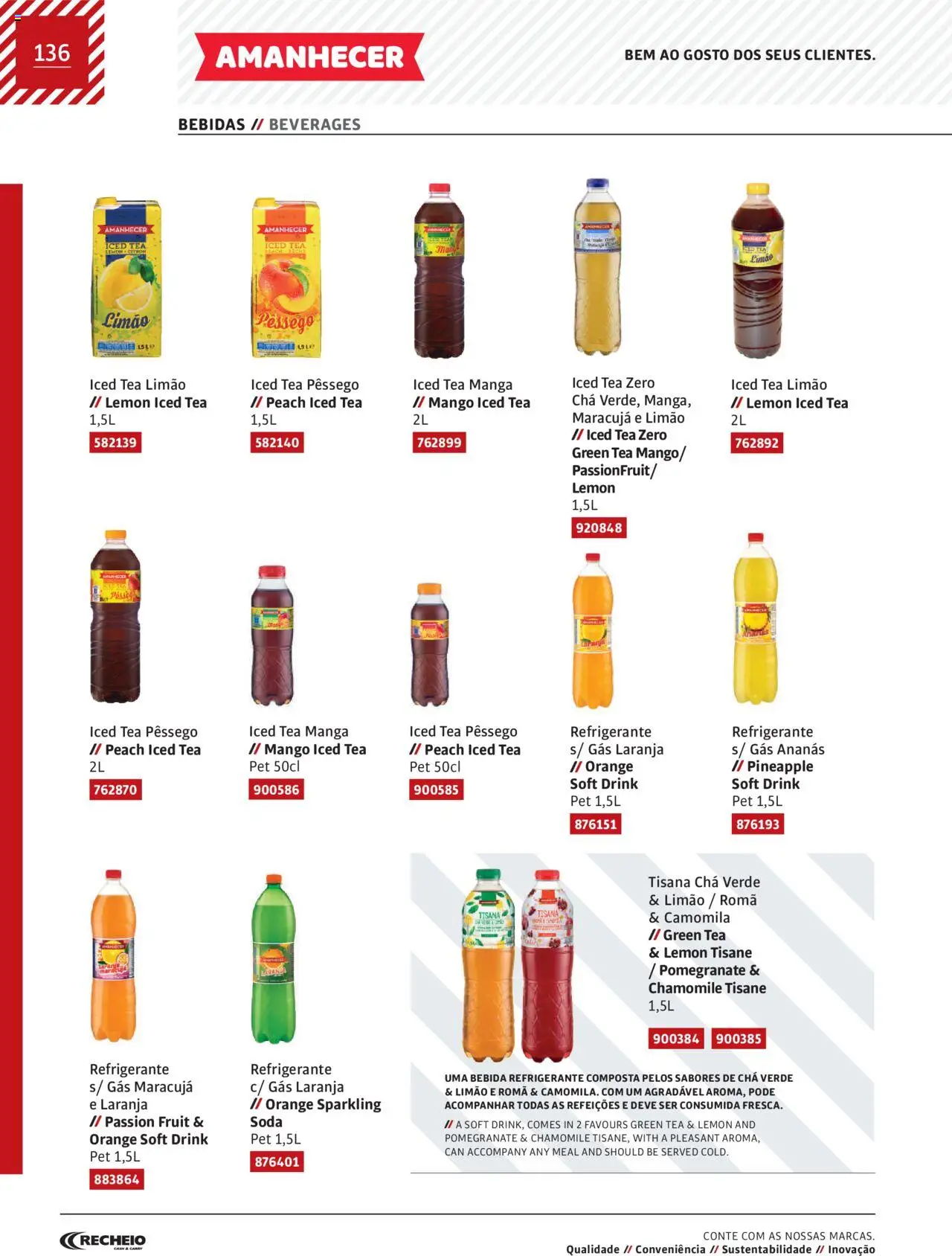 Recheio AS NOSSAS MARCAS │ válido de 19/12/2023 | Página: 136 | Produtos: Refrigerante, Chá, Bebida, Soda