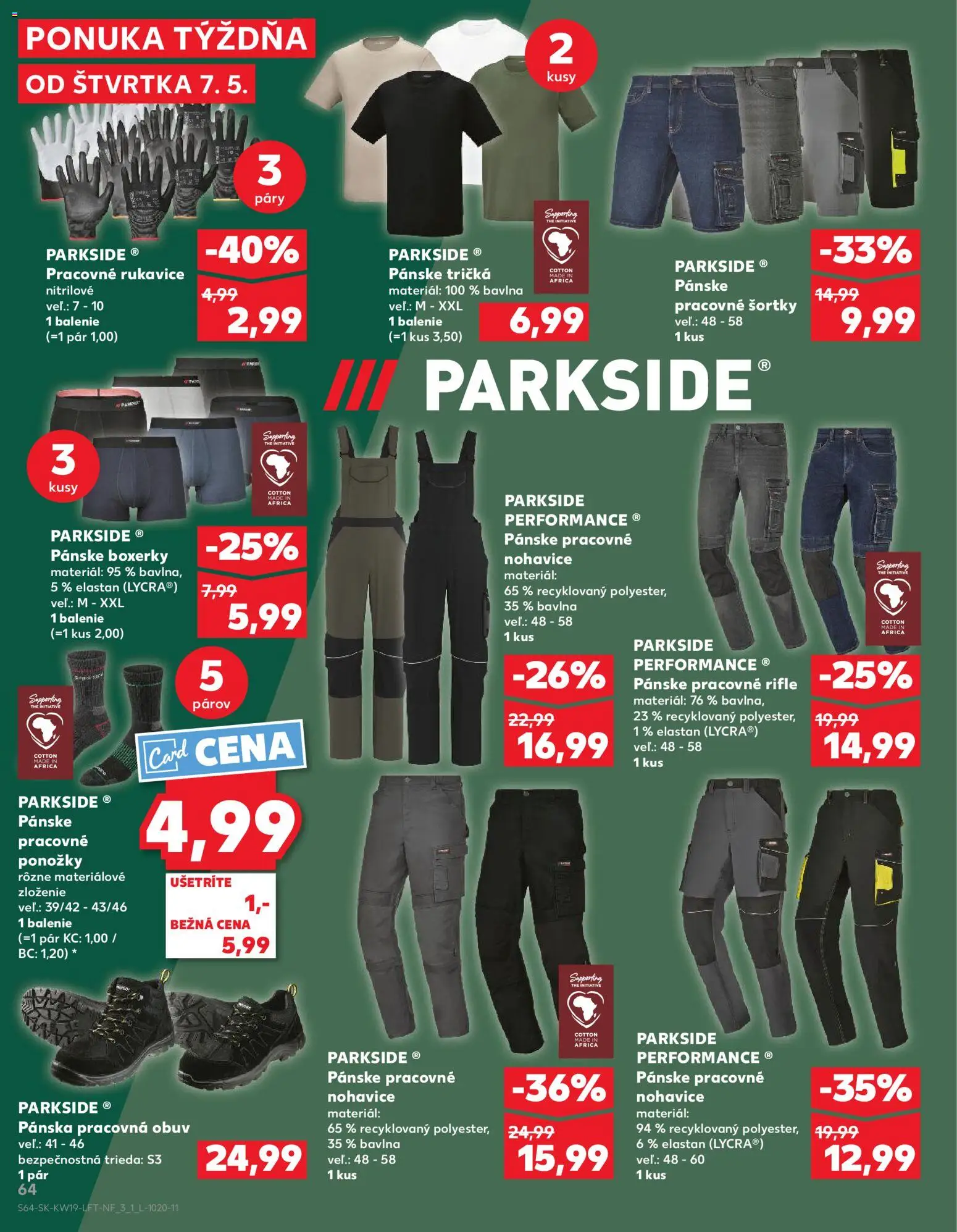 Nové Kaufland akcie – leták je platný od 07.05.2026 | Strana: 64 | Produkty: Parkside, Nohavice, Pracovná obuv