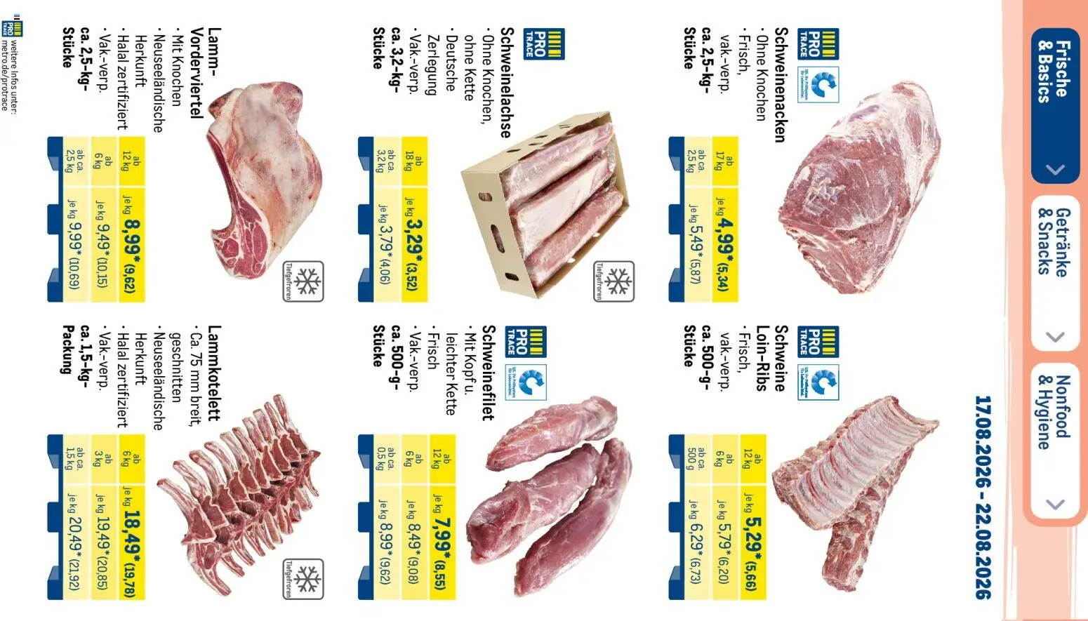 Metro NonFood-Angebote – gültig ab 17.08.2026 | Seite: 36 | Produkte: Schweinenacken, Schweinefilet