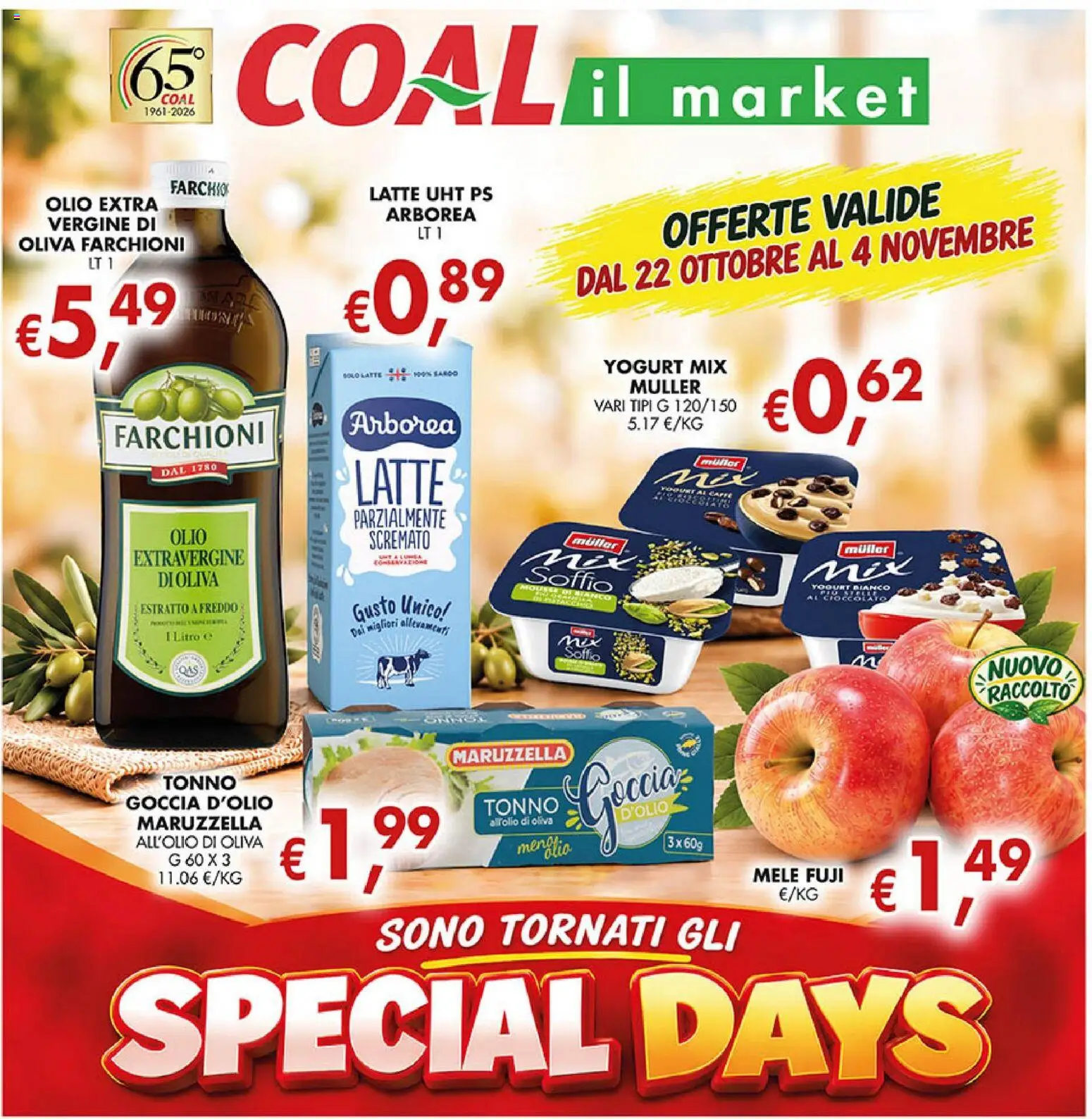 Volantino Coal del 22/10/2026 | Pagina: 1 | Prodotti: Yogurt, Caffè, Mele, Tonno